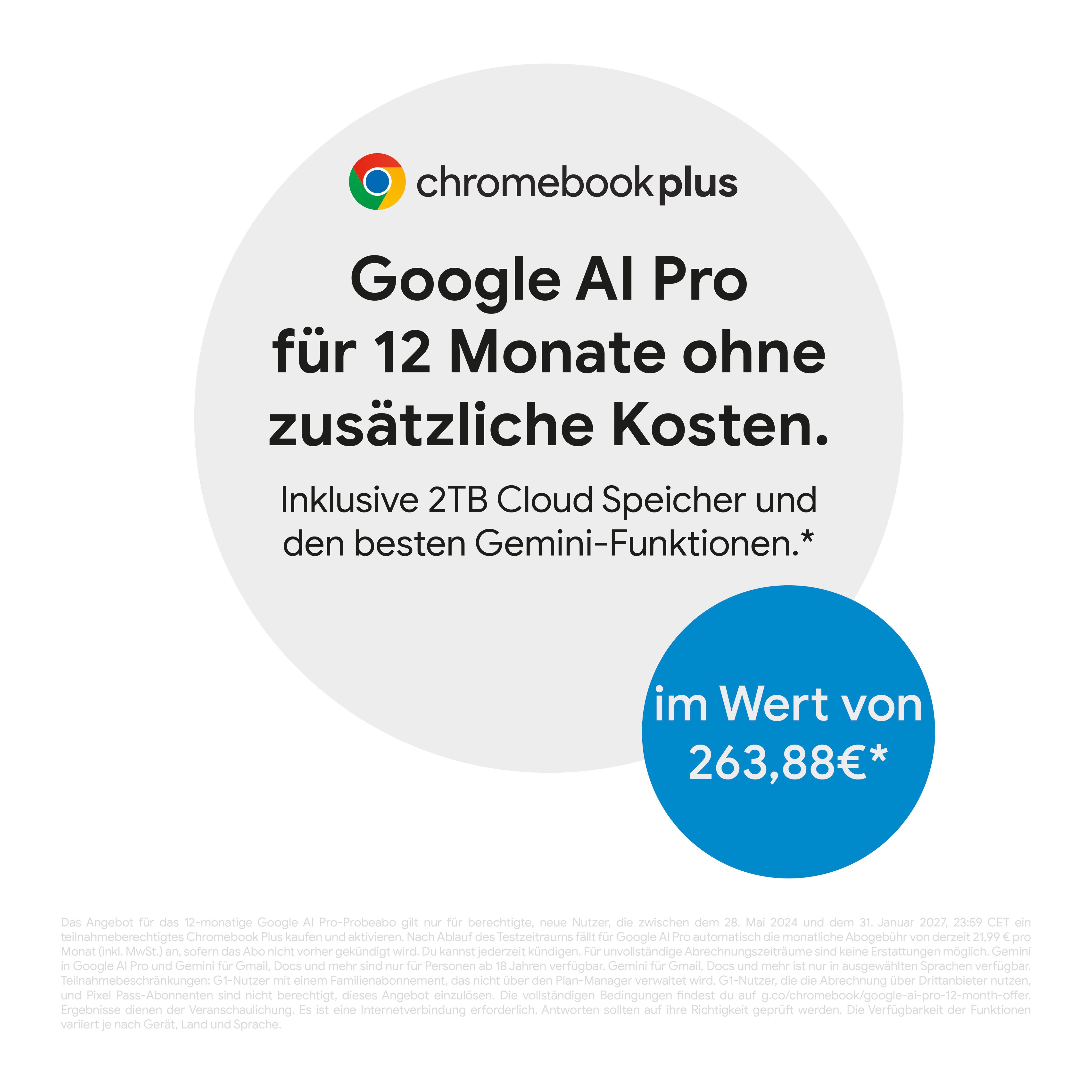 Acer Chromebook Plus 514 (CB514-4H-364N) Chromebook (35,56 cm/14 Zoll, Intel Core i3 N305, UHD Graphics, 256 GB SSD, ChromeOS)