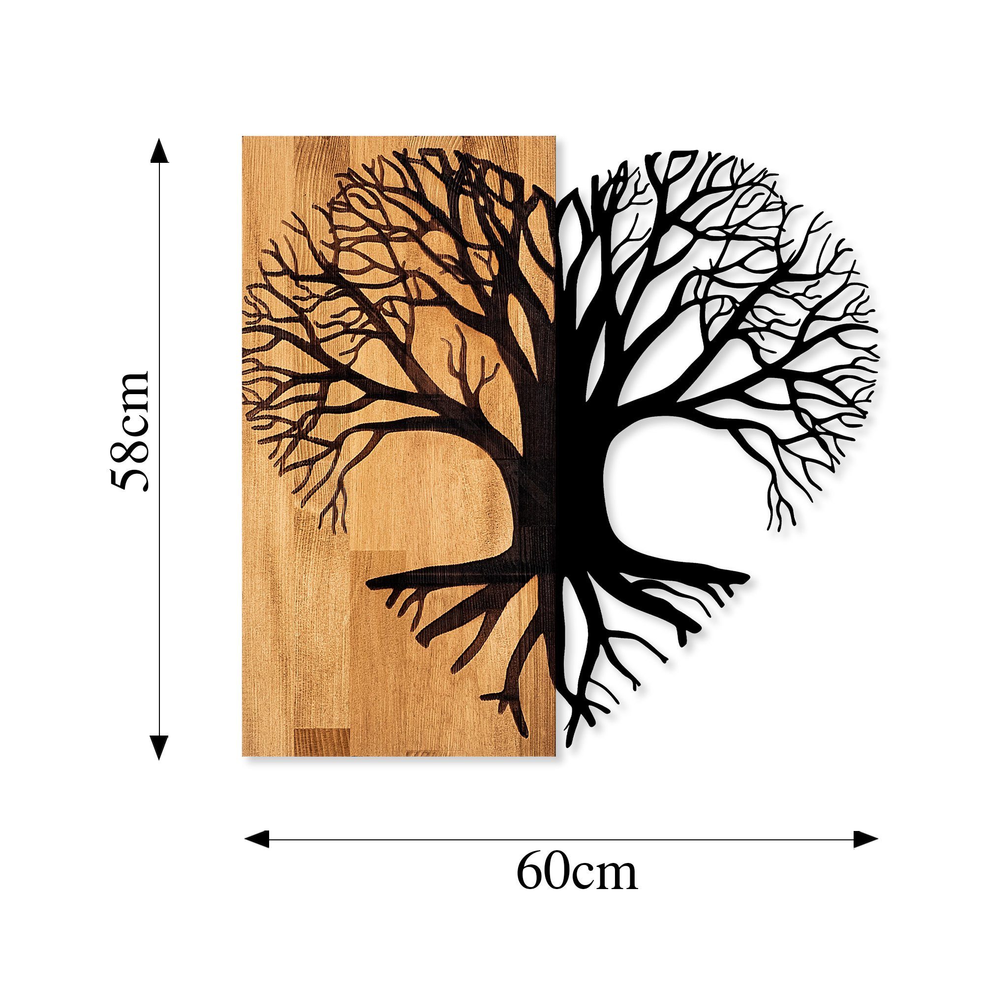 58 cm, Holz SKL2399,Schwarz, 60 Wallity 50% x Wanddekoobjekt