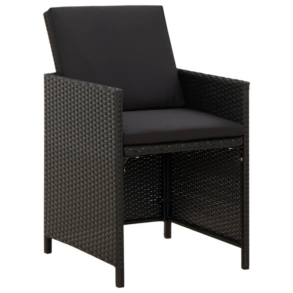 furnicato Gartenstuhl Gartenstühle mit Kissen 4 Stk. Poly Rattan Schwarz (4 St)