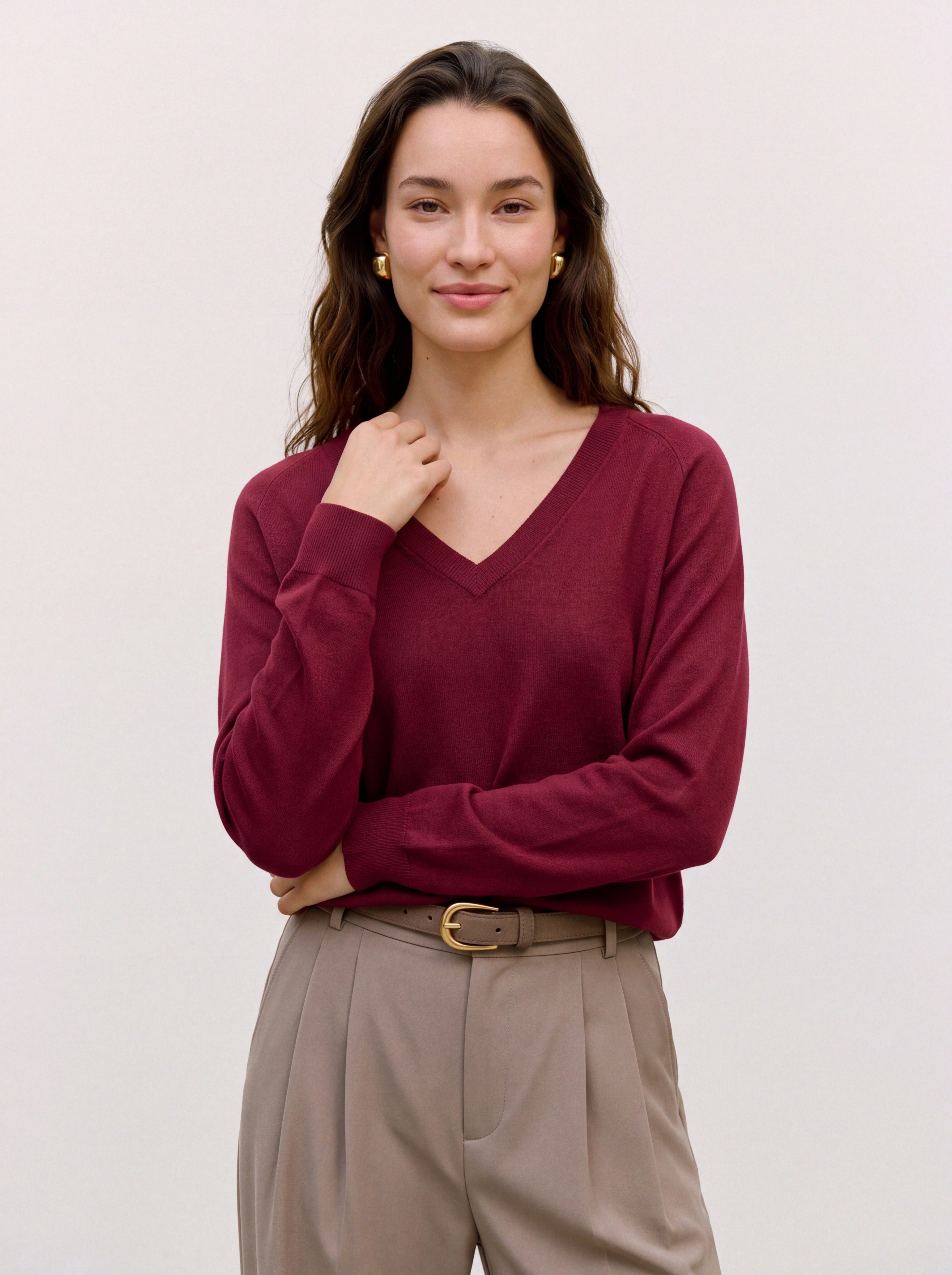 Vero Moda Strickpullover VMHOLLY KARIS LS V-NECK PULLOVER BOO Viskosemischung