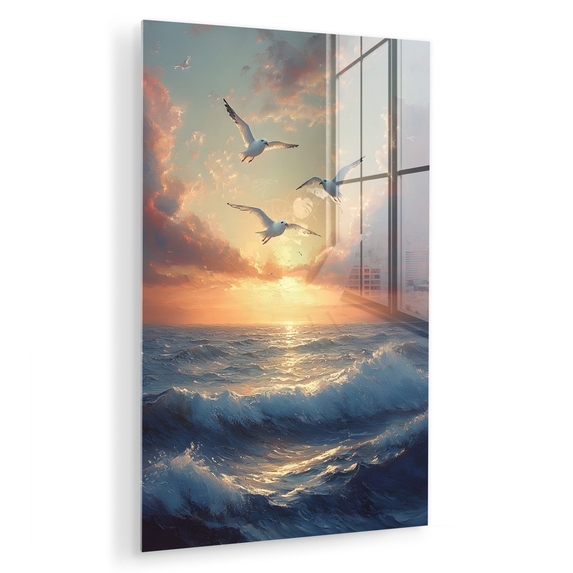 MuchoWow Acrylglasbild Möwen - Sonnenuntergang - günstig online kaufen