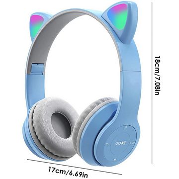 Gontence Kabellose Bluetooth-Mädchen-Kopfhörer, faltbare Katzenohr-Kopfhörer Bluetooth-Kopfhörer (9 Stunde Gesprächs-/Musikzeit,für iPhone/iPad/Smartphone/Laptop/PC/TV)