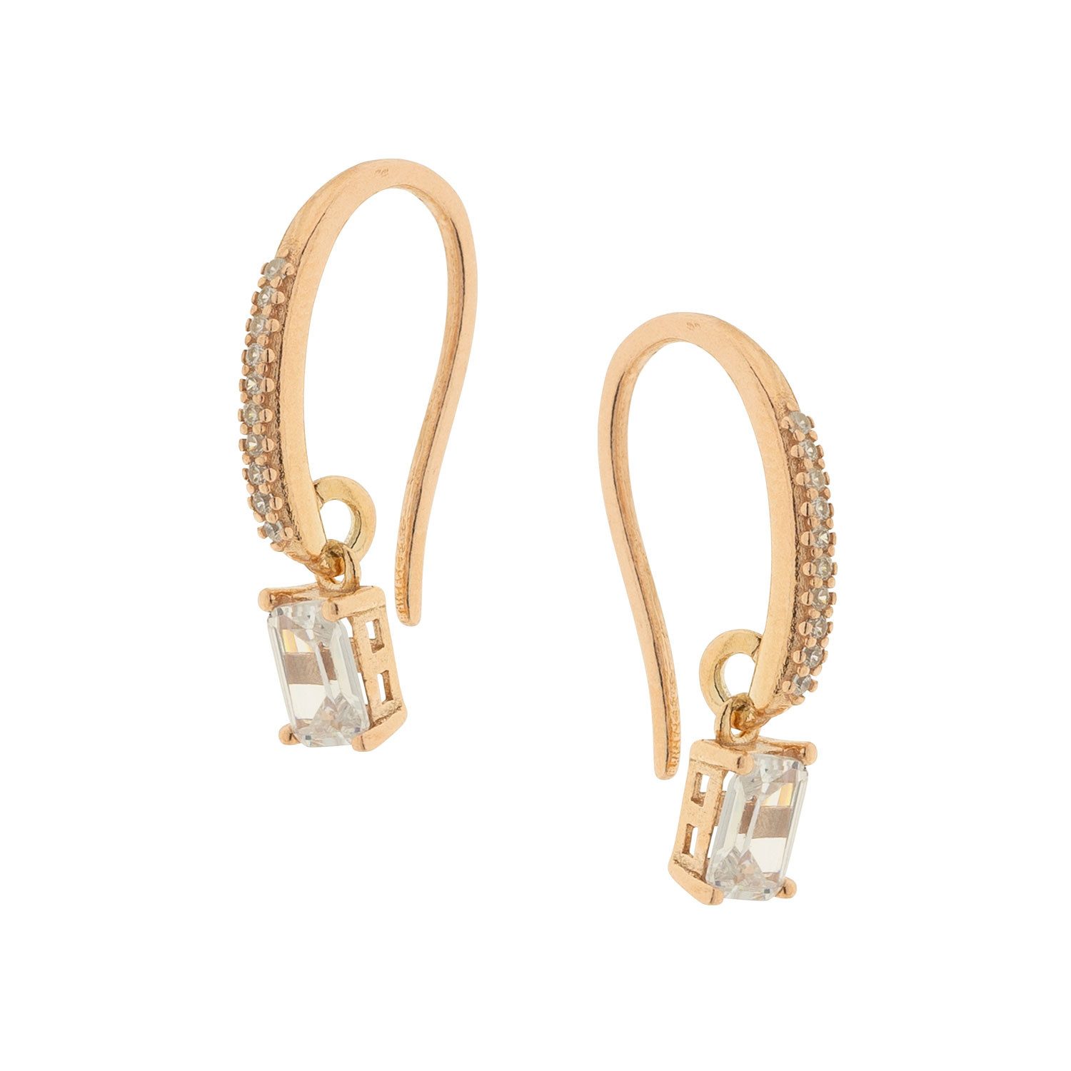 Golders Paar Ohrhänger aus 925 Silber vergoldet mit Zirkonia (2-tlg), Elegante Ohrringe Sterlingsilber Perfektes Schmuck Geschenk