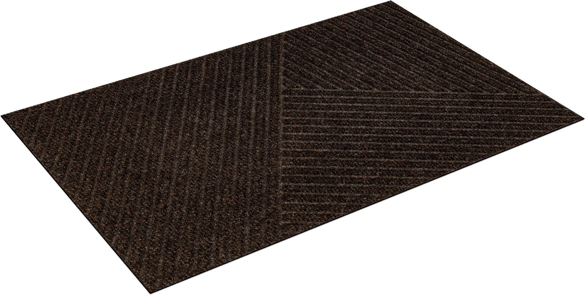 Fußmatte Stripes, wash+dry by Kleen-Tex, rechteckig, Höhe: 8 mm, Schmutzfangmatte, dezentes Streifen Design, waschbar dark/brown