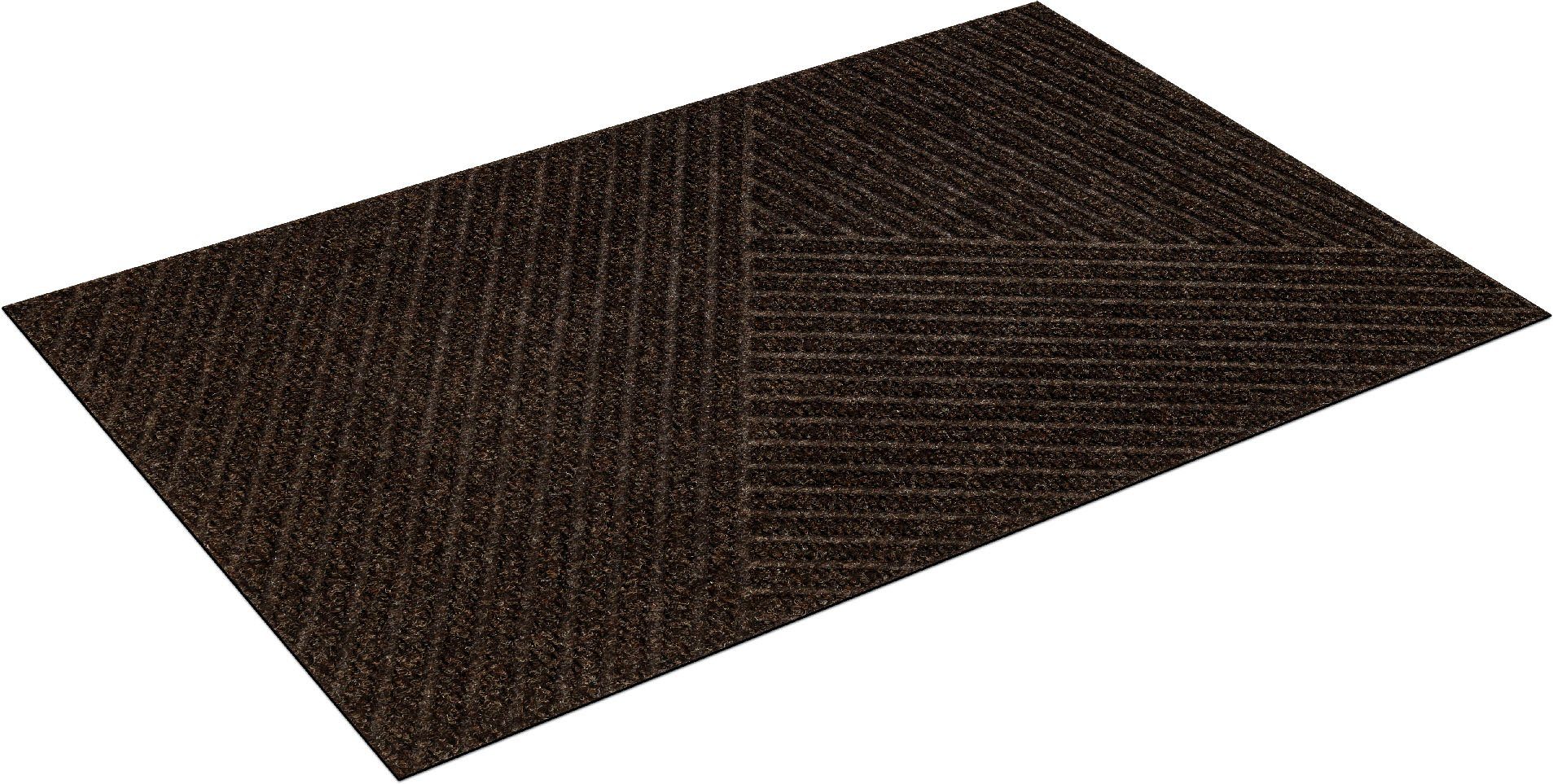 waschbar dezentes Streifen Design, by Fußmatte rechteckig, Höhe: 8 Schmutzfangmatte, dark/brown Kleen-Tex, wash+dry mm, Stripes,