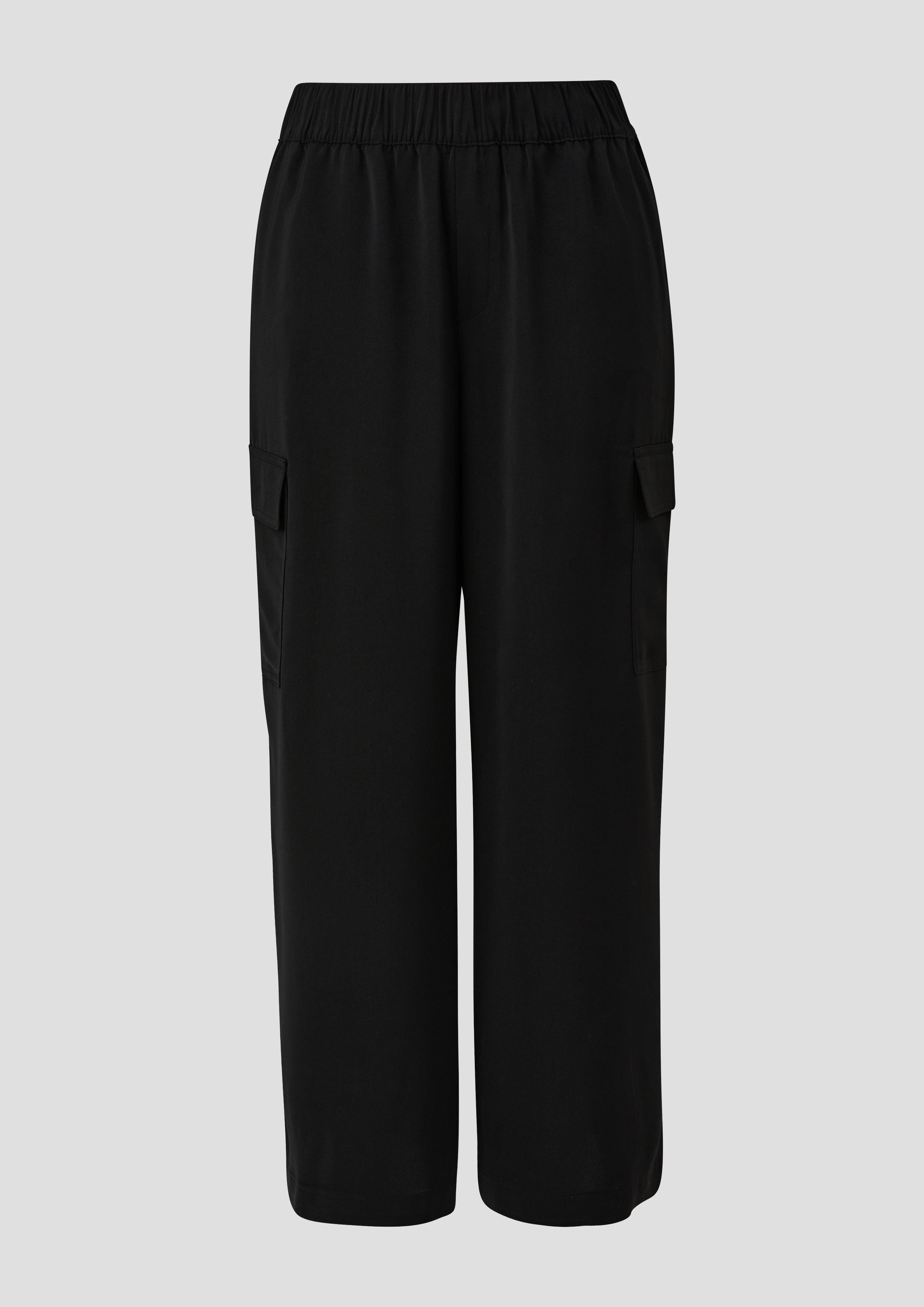 QS Stoffhose Cullote mit Cargotaschen Logo günstig online kaufen