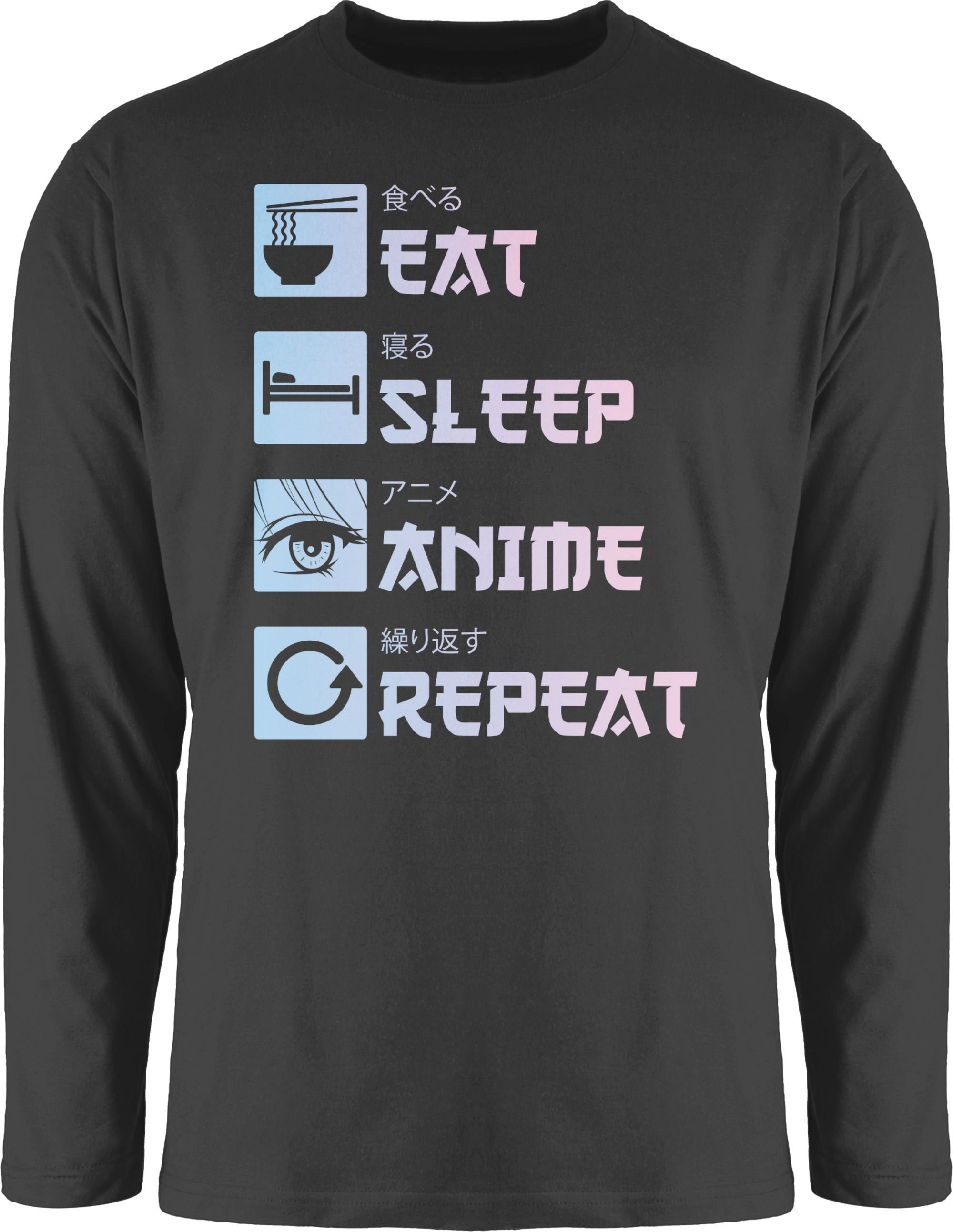 Eat Manga Sleep Geschenke 1 - Repeat Anime Anime Schwarz Shirtracer Rundhalsshirt