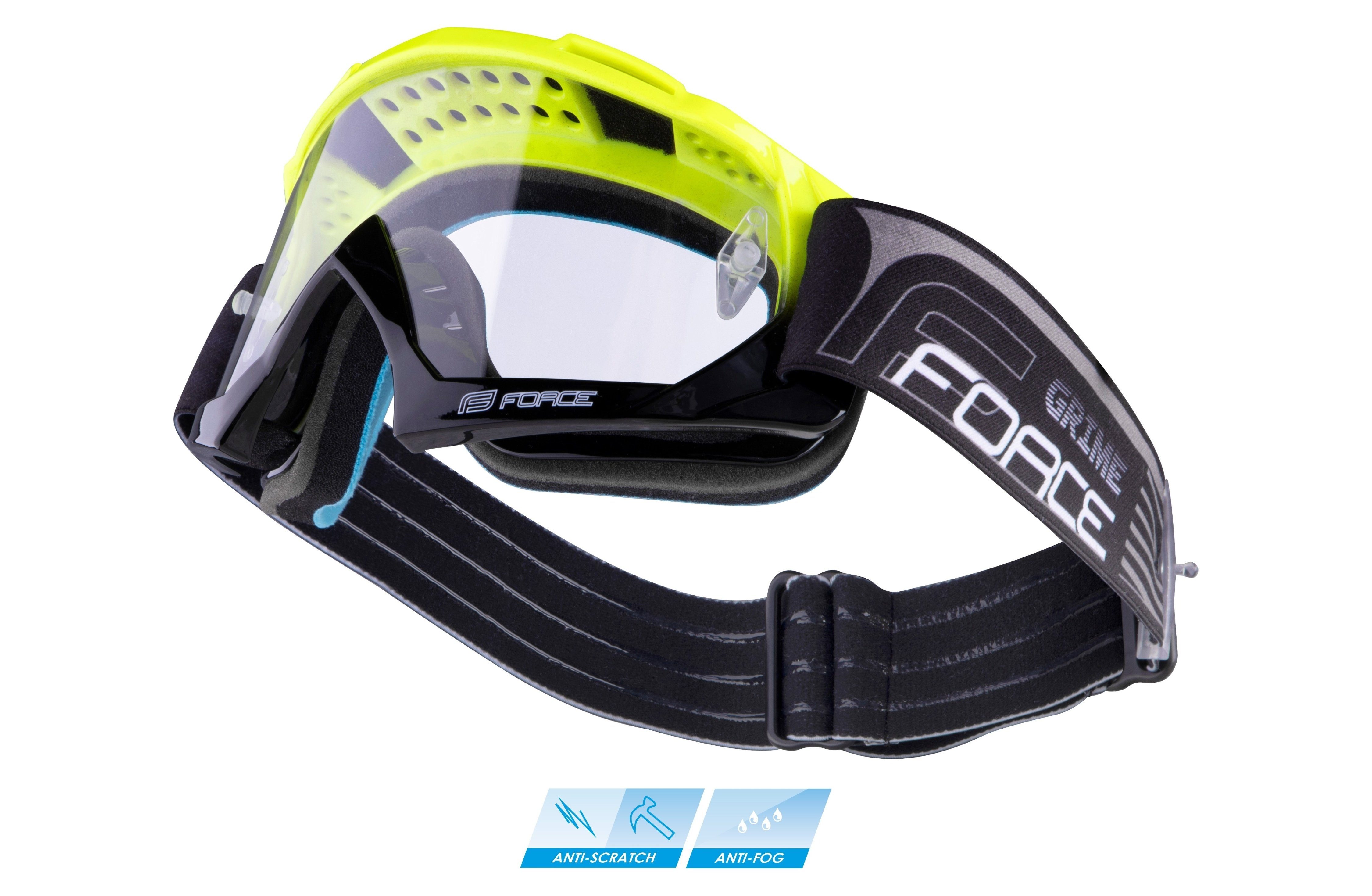 FORCE Fahrradbrille FORCE Downhill Google GRIME, schwarz fluo