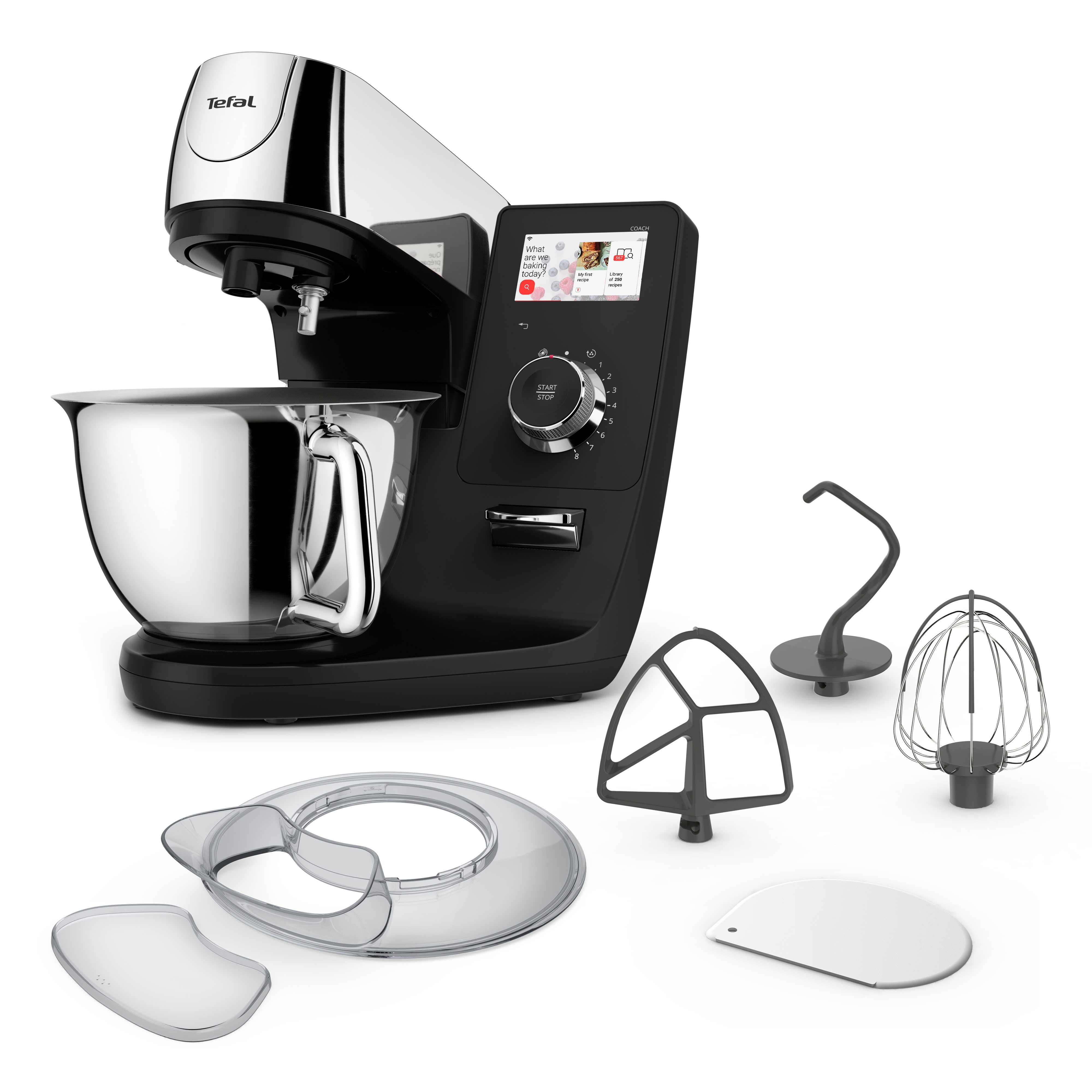Tefal Küchenmaschine QB950D I-Coach Touch, 1200 W, 5,5 l Schüssel, 21 Automatikprogramme, intuitives digitales Coaching, Touchscreen