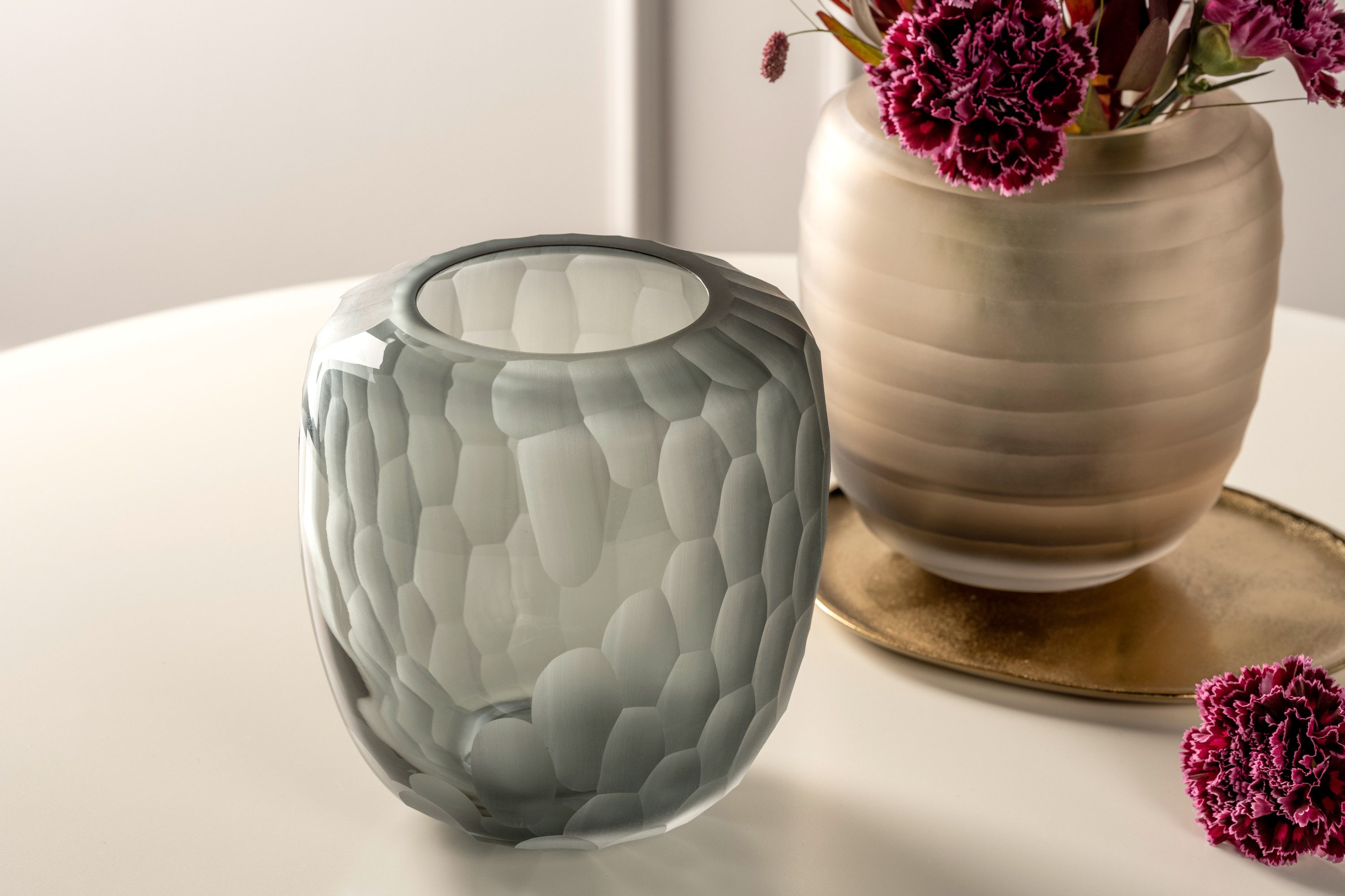 LEONARDO Tischvase Dekovase BELLAGIO (1 St), aus Glas, anthrazitfarben, handgefertigt