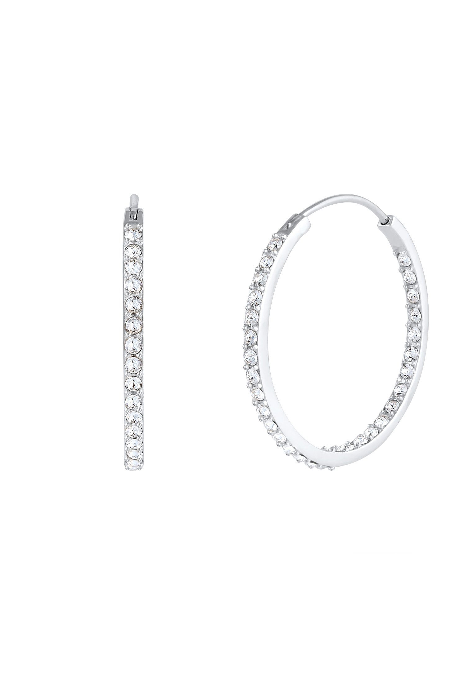 Elli Paar Creolen Creolen Funkelnd 925 Silber, mit Kristallen von Swarovski®
