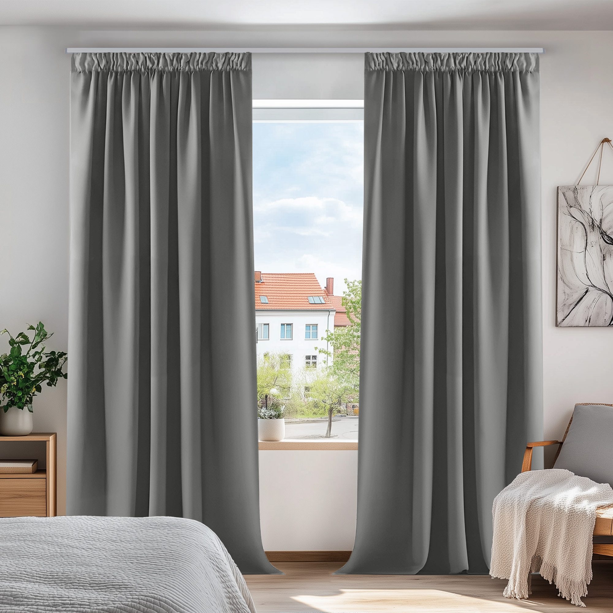 Deconovo Verdunkelungsvorhang Gardinen mit Kräuselband Blickdicht günstig online kaufen
