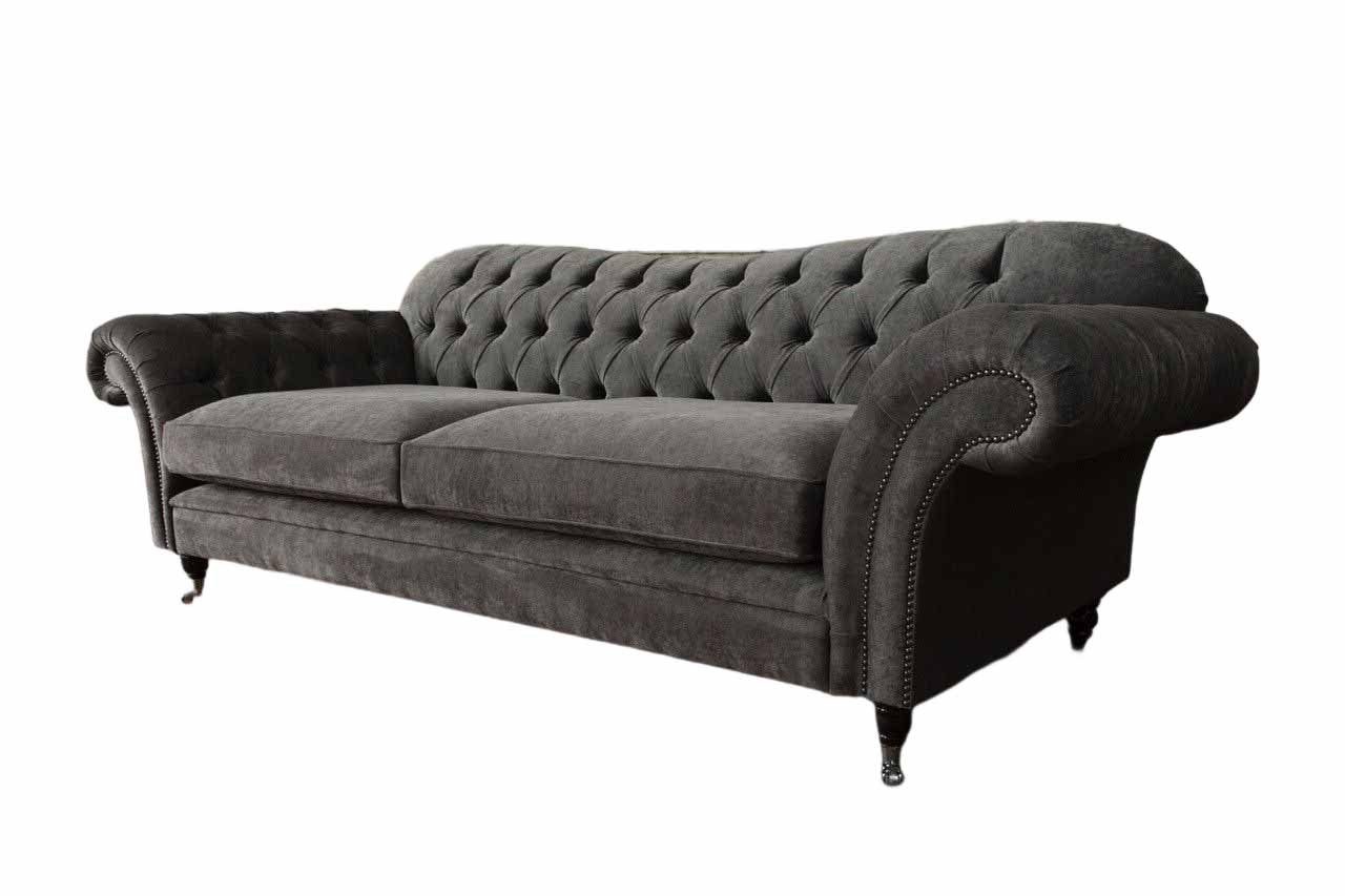 JVmoebel Chesterfield-Sofa, Sofa 4 Sitzer Wohnzimmer Chesterfield Textil Klassisch Design Sofas