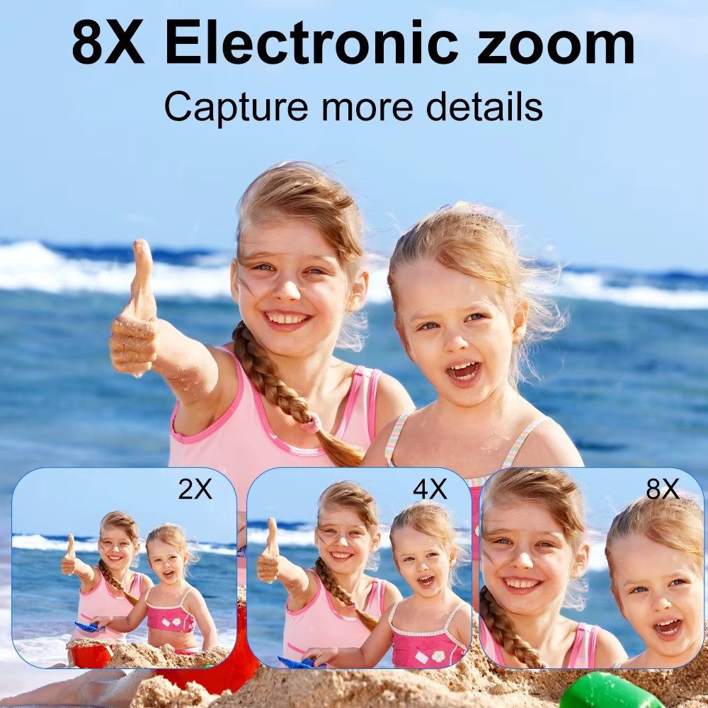 Athlix Fotokamera 8X Digitalzoom Vintage Vlog 180° mit Klappbildschirm Vollformat-Digitalkamera (1080 MP, 8x opt. Zoom, 180°-Selfie-Klappdisplay, Automatische G – Bild 3 von 3
