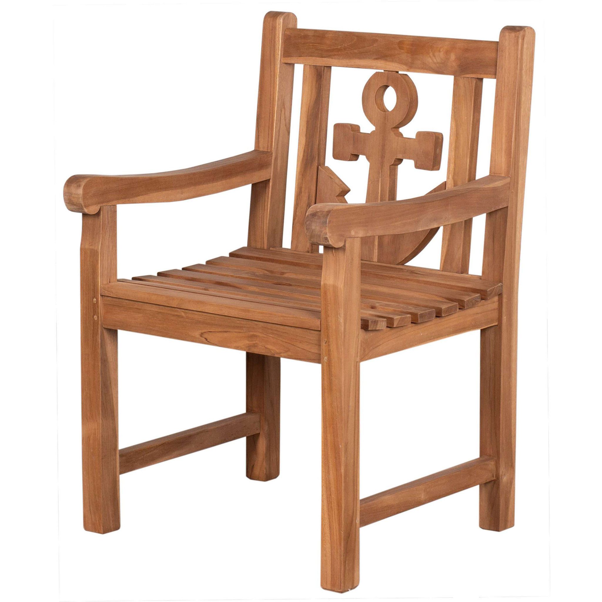 bene living Gartensessel Anker - Teakholz (1-St), geschwungende Armlehnen - Rückenlehnen mit Ankermotiv