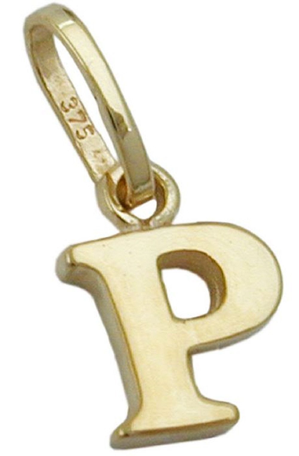 Buchstabenanhänger Anhänger Buchstabe P aus 375 Gold 8 x 6 mm