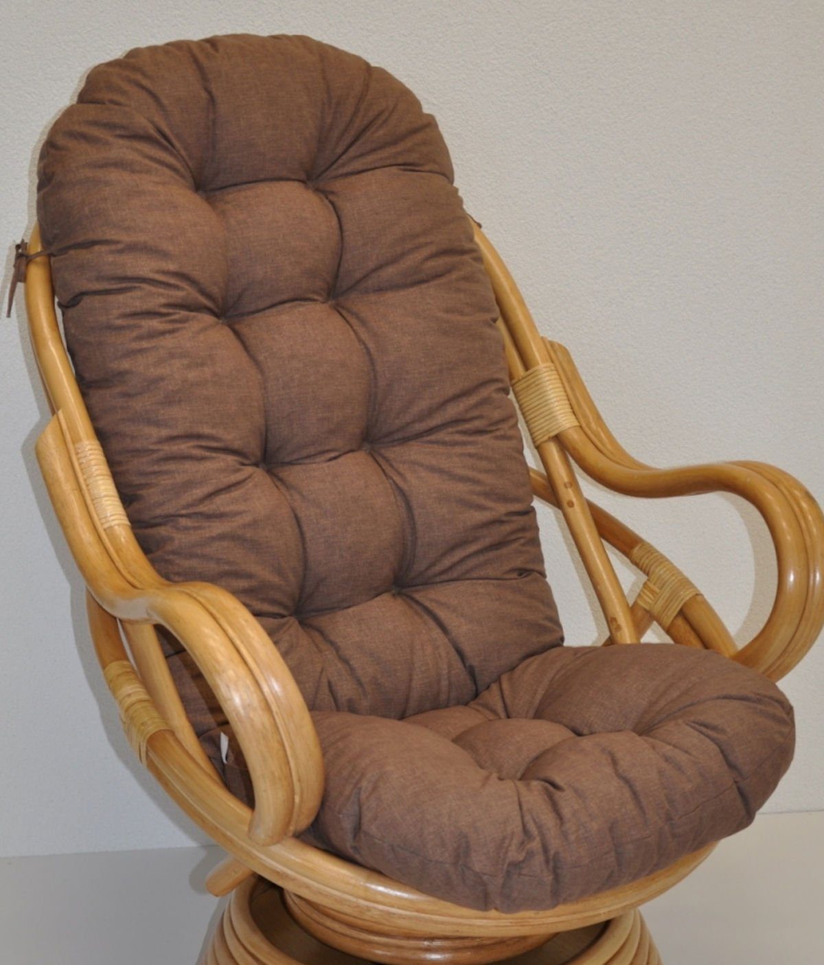 Schaukelstuhl für Sesselauflage Rattan Polster Rattani dunkelbraun Drehsessel L Color 135 cm