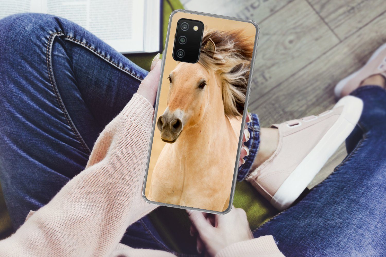 MuchoWow Handyhülle für Samsung Galaxy A03s Pferde - Tiere - Mähne - Porträt, Smartphone-Bumper, Print, Handy Schutzhülle Dünn