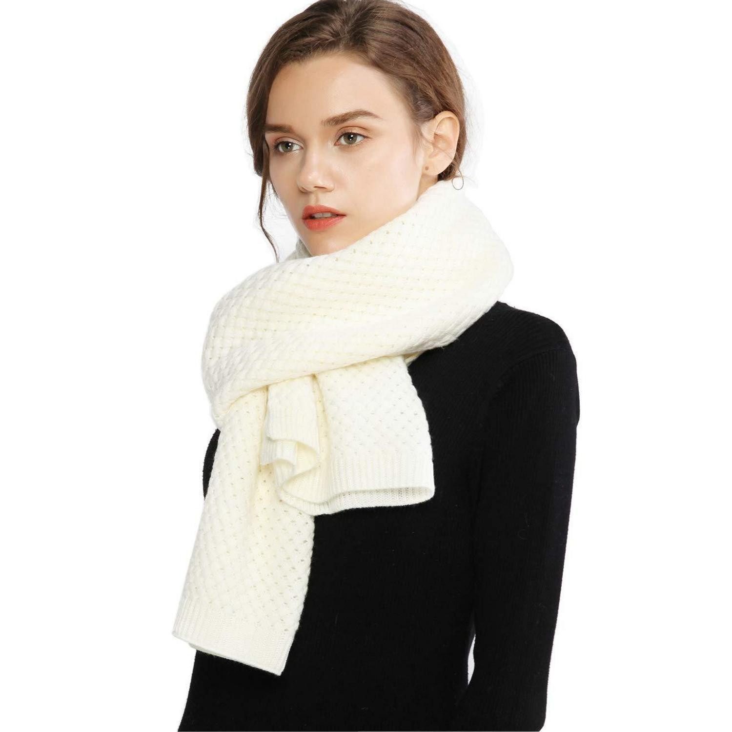LuxusKollektion Strickschal Schal Damen Chunky Strick Weiß Warm Kuschelig, (1-St)
