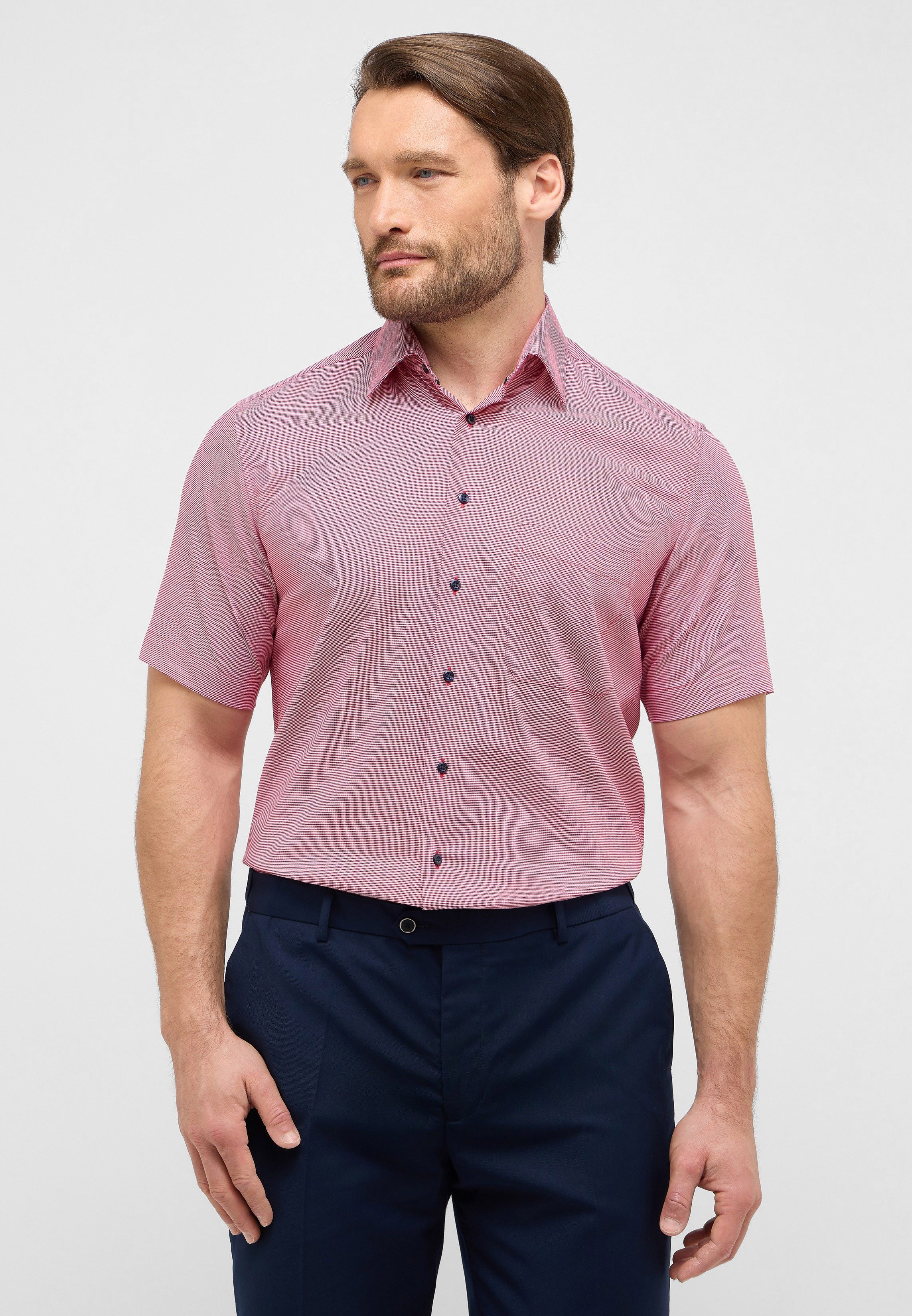 Eterna Businesshemd ETERNA COMFORT FIT Kurzarm Hemd rot hahnentritt 1181-55-K181