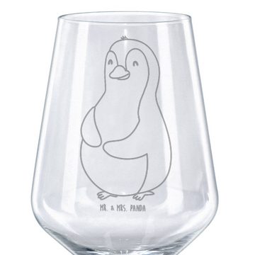 Mr. & Mrs. Panda Rotweinglas Pinguin Diät - Transparent - Geschenk, Hochwertige Weinaccessoires, W, Premium Glas, Stilvolle Gravur