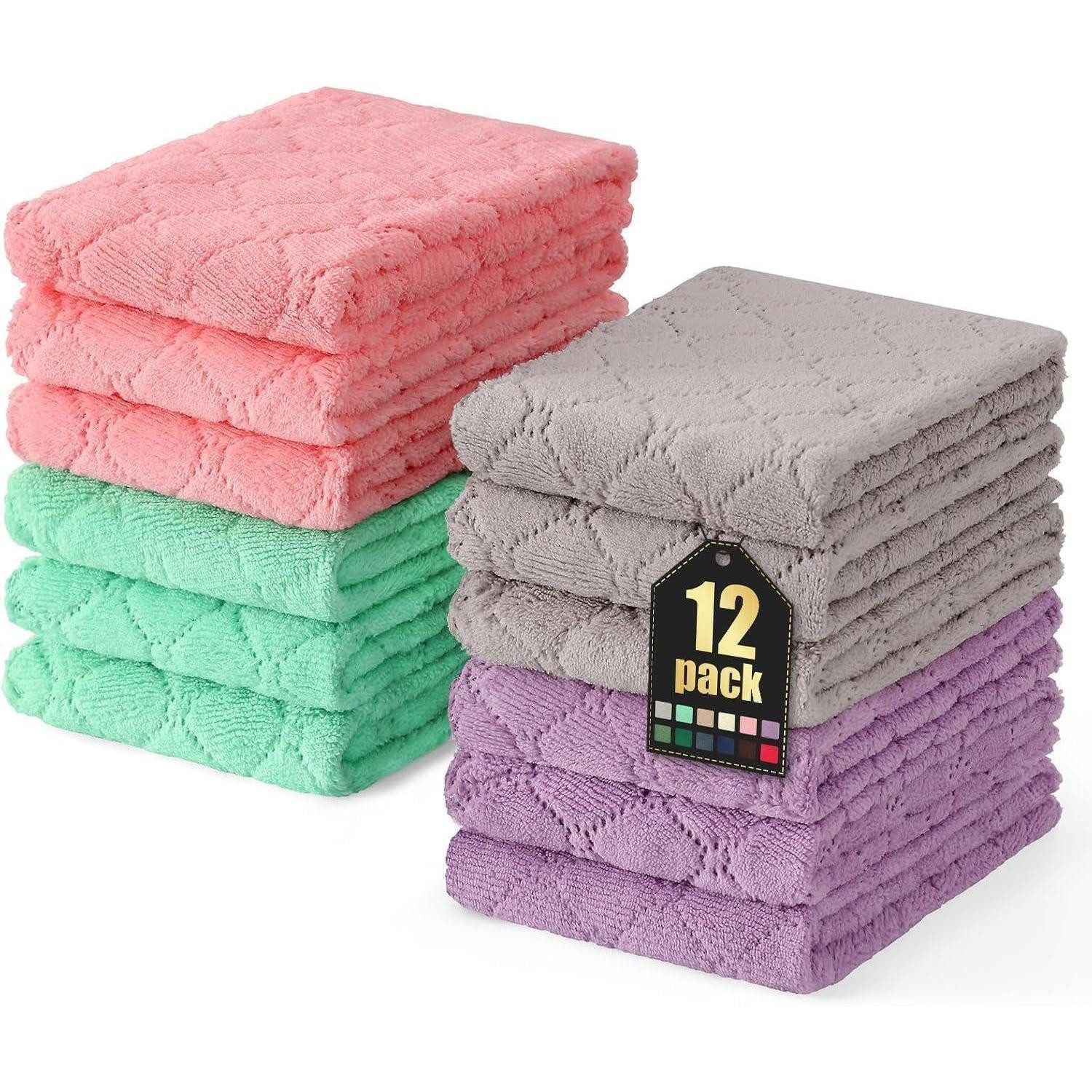 LuxusKollektion 12er Set Mikrofasertücher 25x50 cm Putzlappen Fusselfrei Waschbar Mikrofasertuch