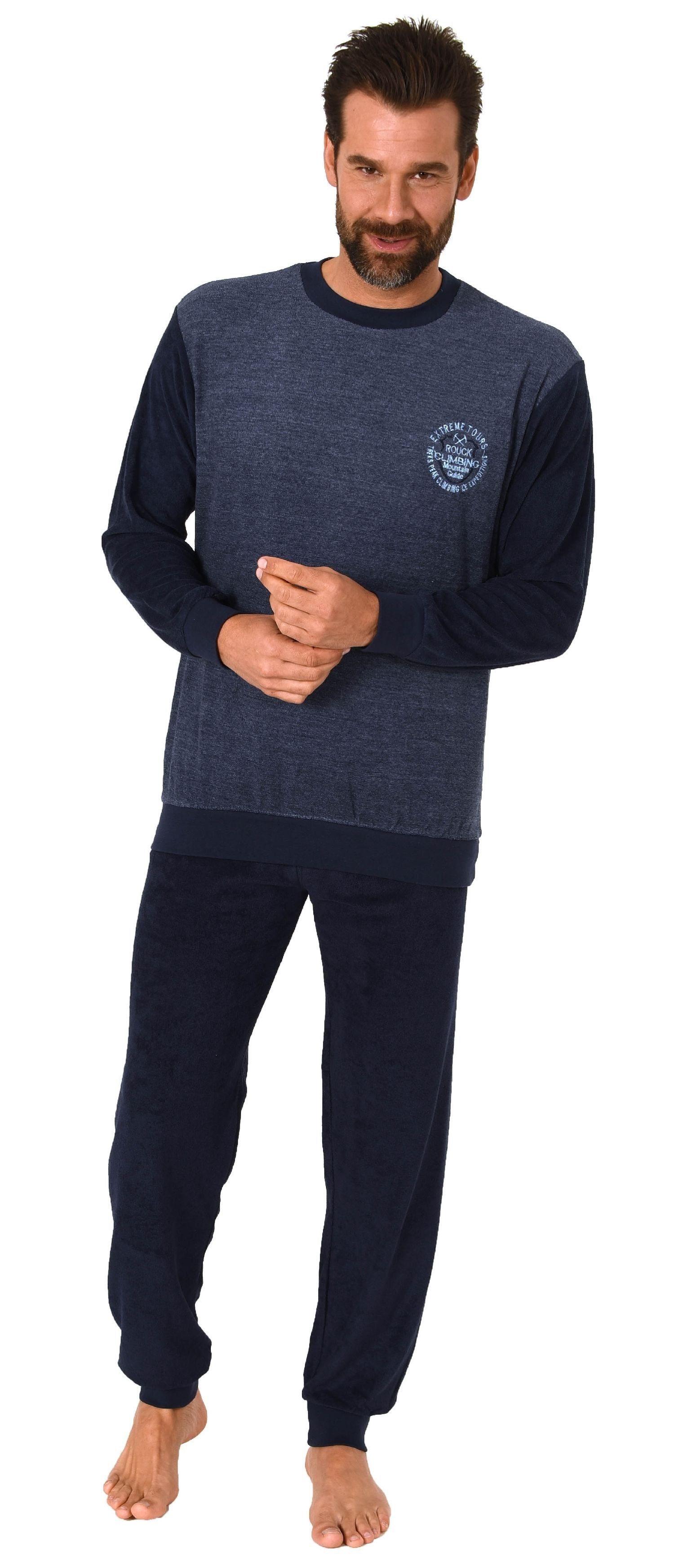 Normann Pyjama Herren Frottee Pyjama langarm Schlafanzug mit Bündchen - 212 13 801