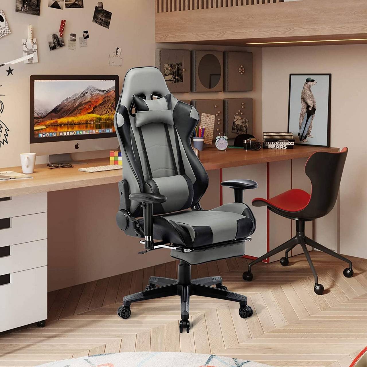 Woltu Gaming-Stuhl (1 St), Schreibtischstuhl Sportsitz, höhenverstellbar