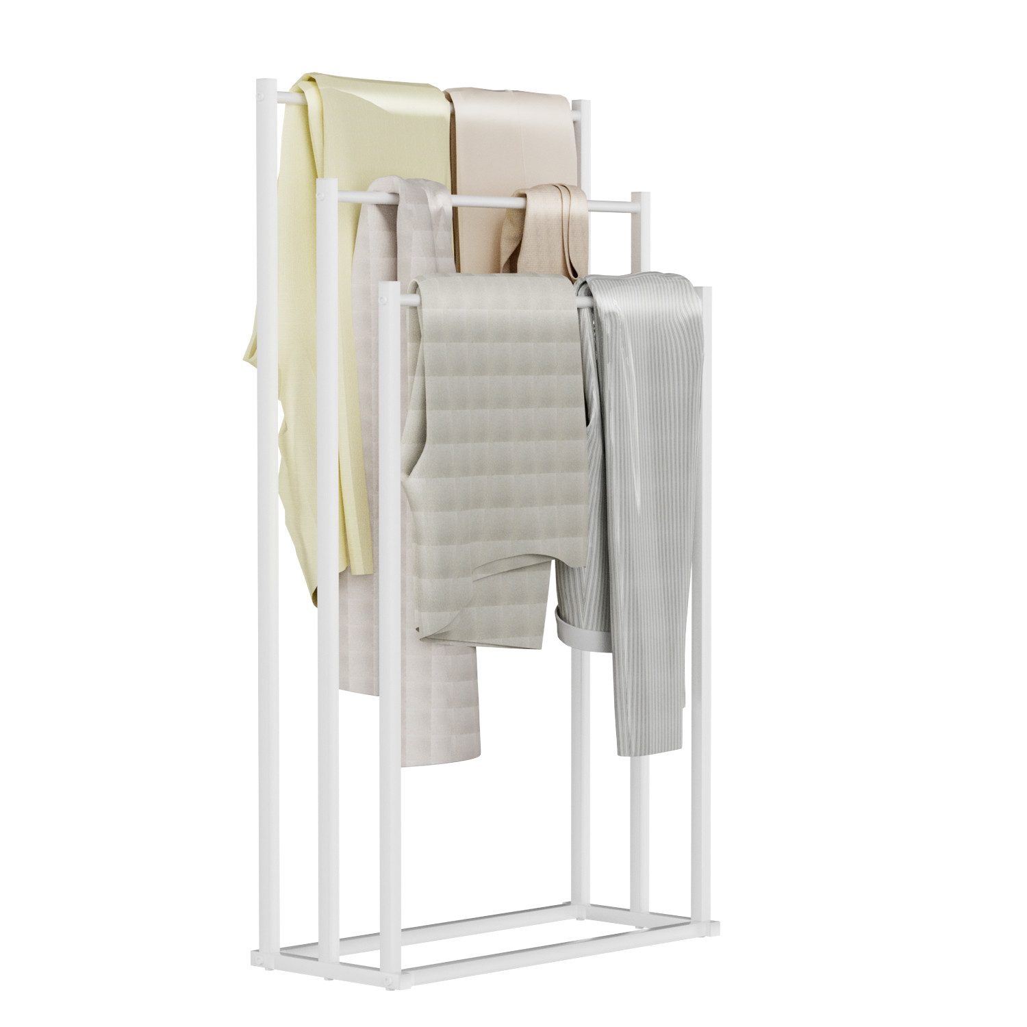 PFCTART Kleiderständer Handtuchhalter stehend 3-stufig aus Metall, freistehend, (Set, 1 St., Für Bad, Schlafzimmer, Waschküche & als Handtuchständer nutzbar), Rostfrei, stabil, ohne Bohren – Handtuchhalter Bad & Badezimmermöbel