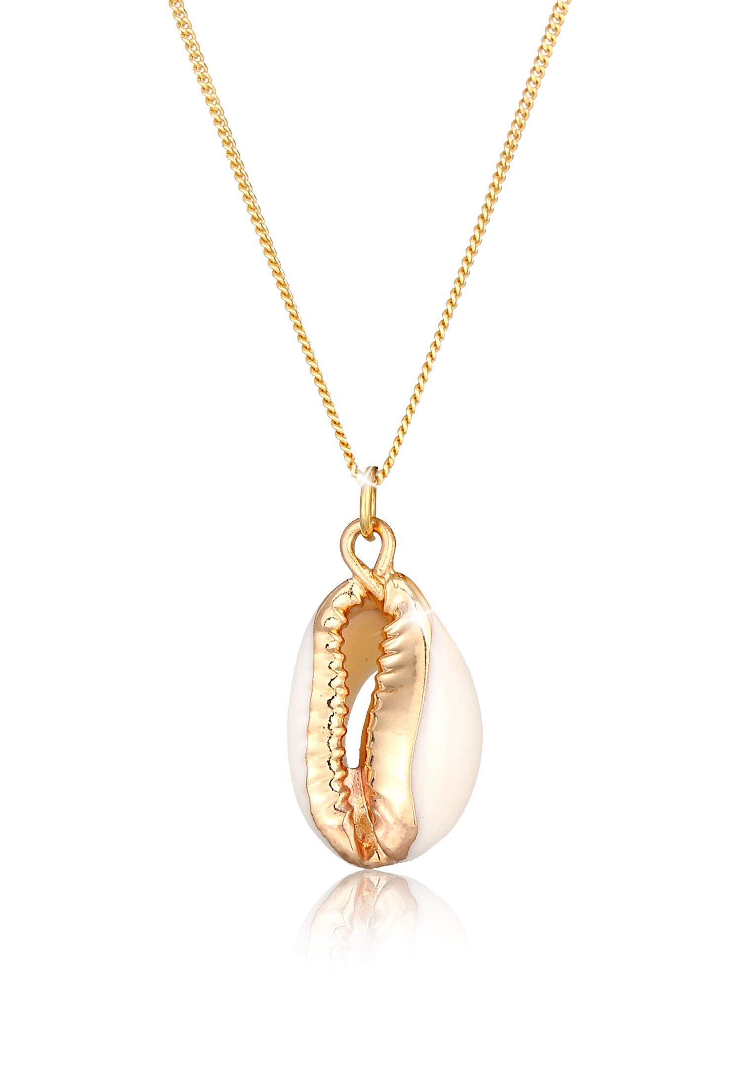 Elli Kette mit Anhänger Kauri Muschel Anhänger Maritim 925 Silber, Muschel