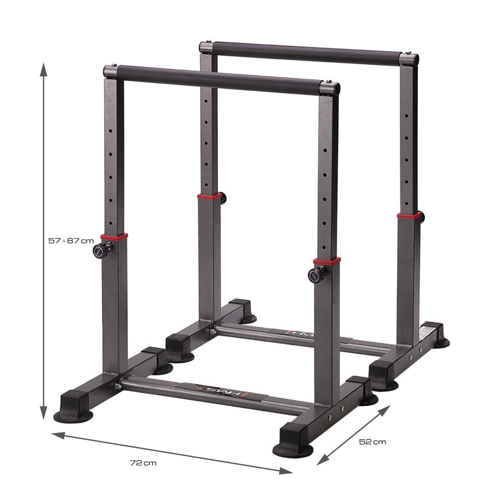 HMS Liegestützgriffe Parallettes Dipständer Calisthenics (Spar-Set, 2-St., 72 x 52 cm verstellbar), Höhenverstellbar, Stahl, 2er-Set, bis 150 kg