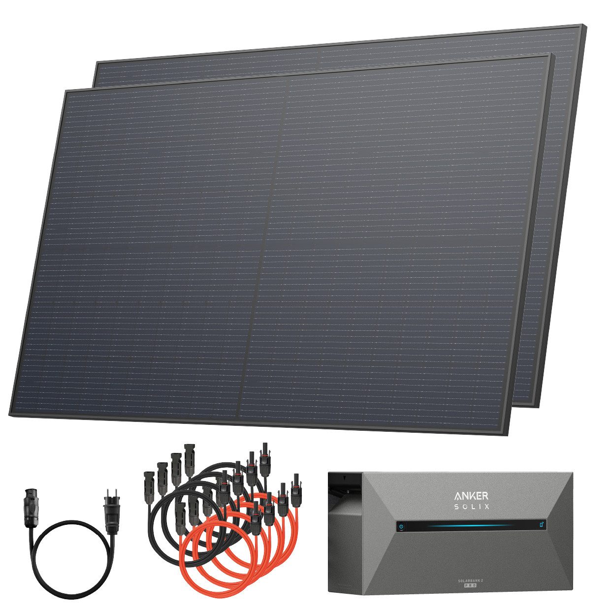 Solarway Balkonkraftwerk 880Wp / 800W All in One mit 1,6 kWh Anker 2 Pro Speicher, (JA Solar JAM54D41, 440W bifaziale Solarmodule & Anker Speicher & Zubehör), komplett Steckdose Solaranlage Komplettset