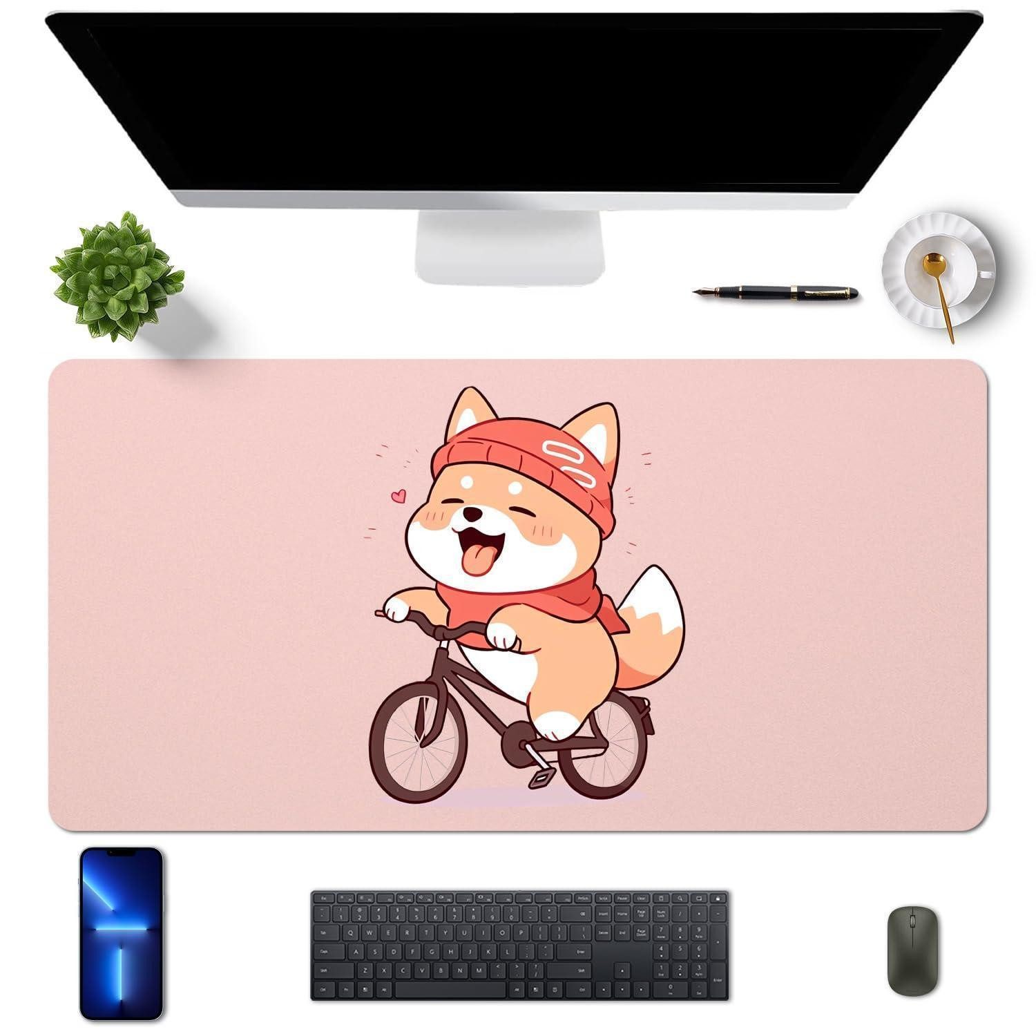 LuxusKollektion Schreibtischunterlage Schreibtischunterlage 60x30cm PU Rosa Corgi
