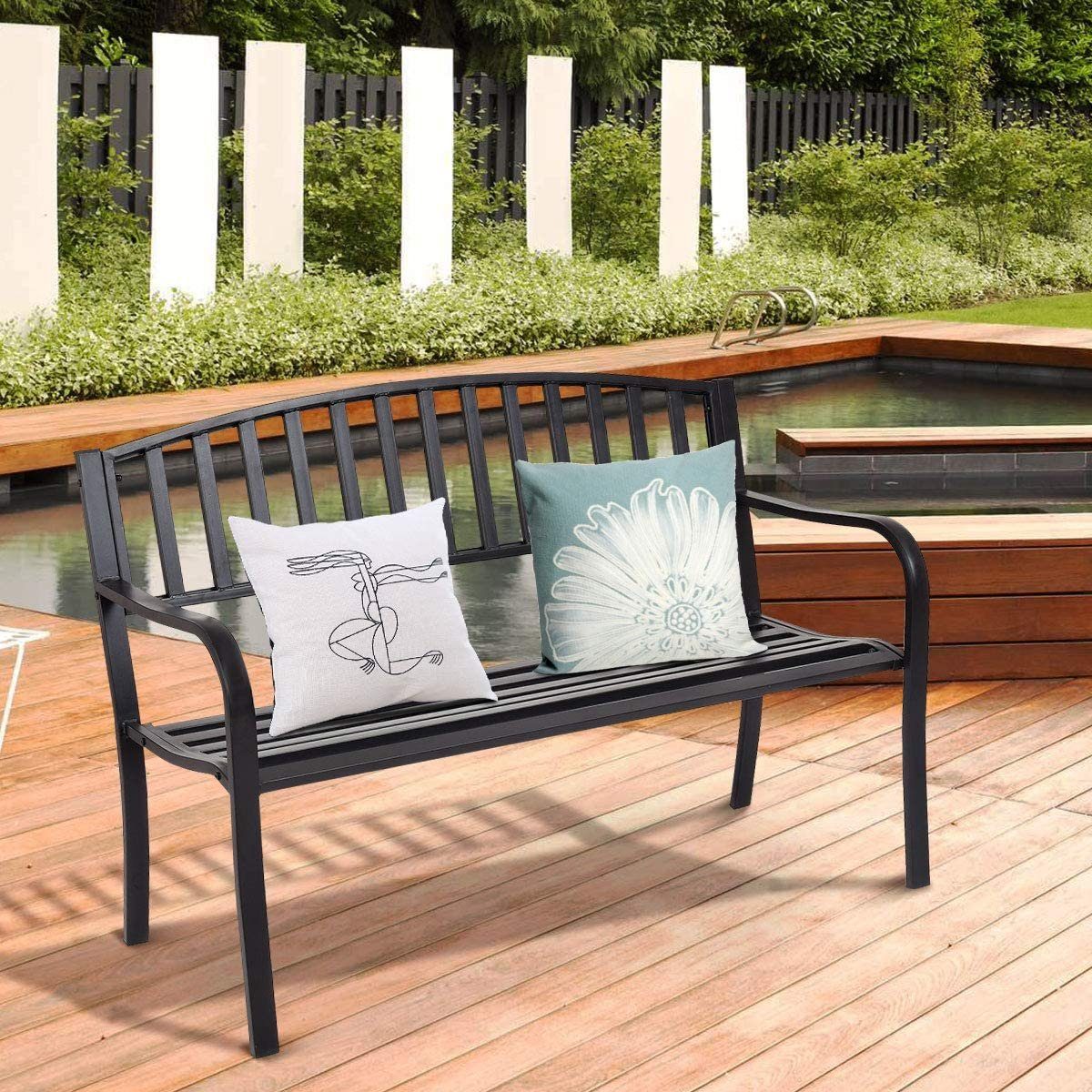 COSTWAY Gartenbank, 3 Sitzer Sitzbank, mit Rückenlehnen, bis 280kg belastbar