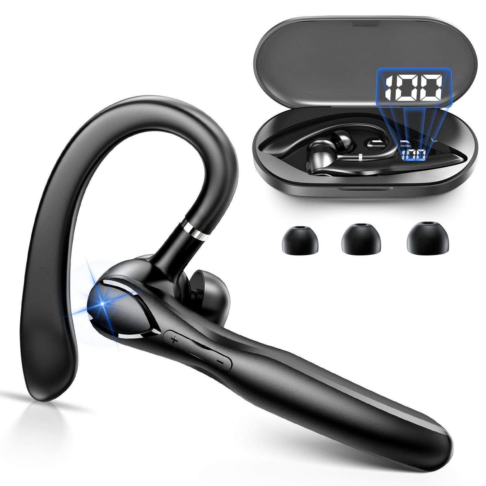 Headset Bluetooth, Bluetooth Kopfhörer, Headset mit Dual Mikrofon, In-Ear-Kopfhörer