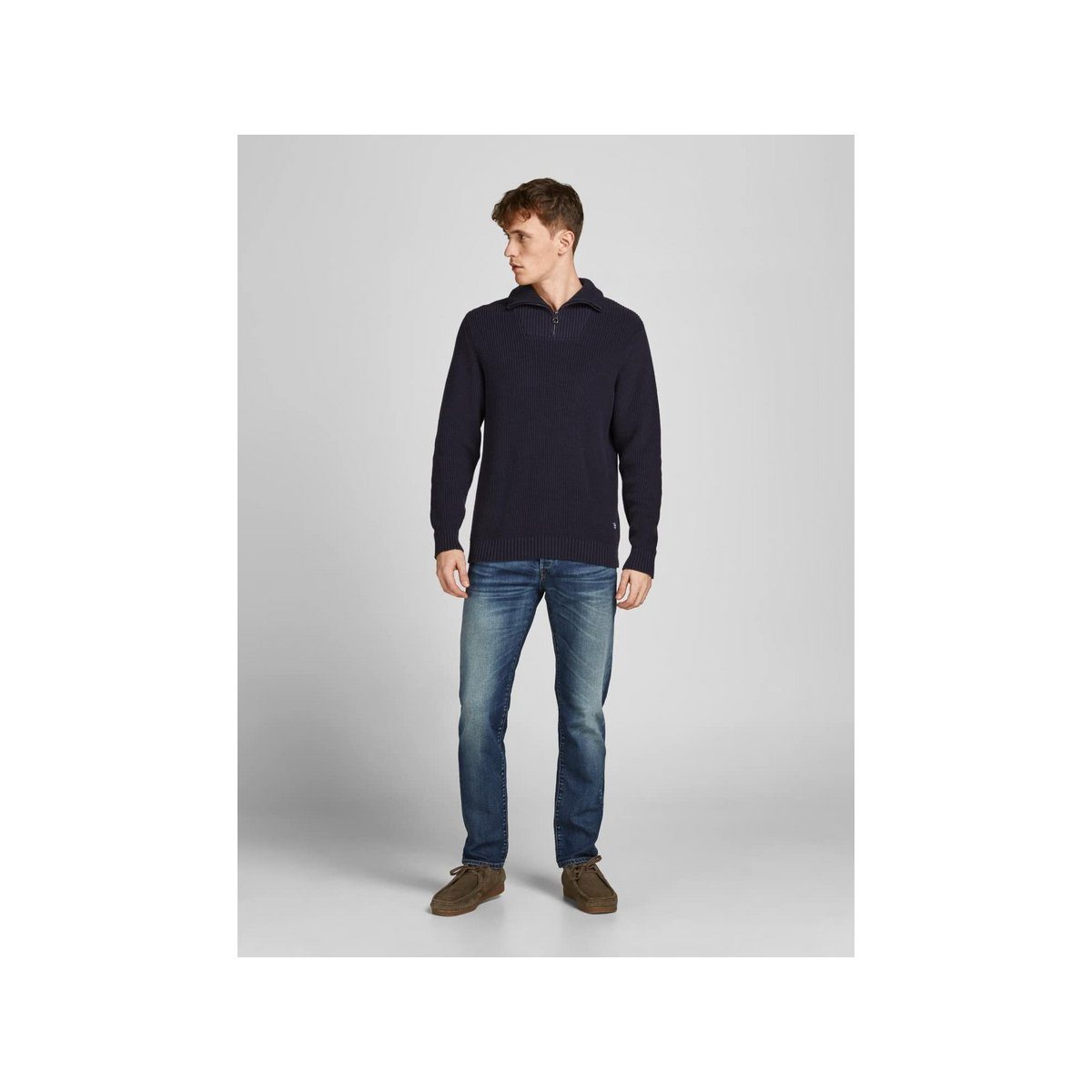 Jack & (1-tlg) Straight-Jeans textil Jones blau passform