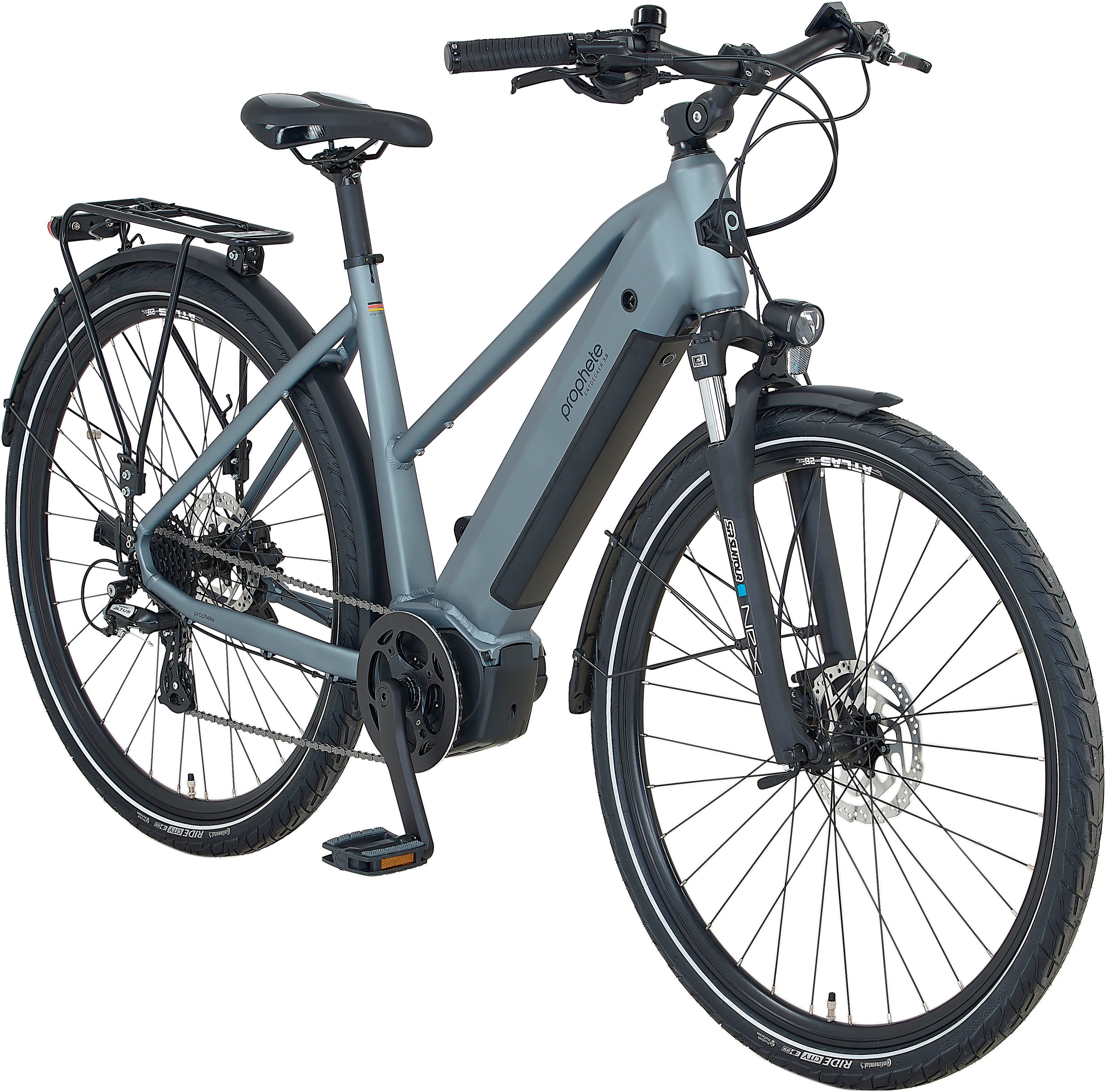 Prophete E-Bike Trekkingrad Entdecker 3.8, 8 Gang Shimano Altus Schaltwerk, Kettenschaltung, Mittelmotor, 540 Wh, Pedelec, Elektrofahrrad für Damen