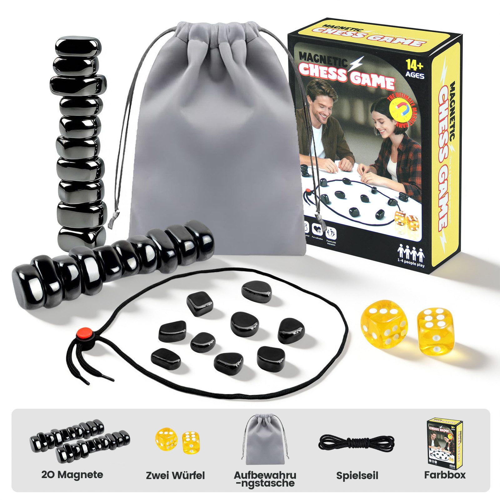 Bundviel Lernspielzeug Magnetspiel Schachspiel Tragbares SchachSpiel für Erwachsene Party