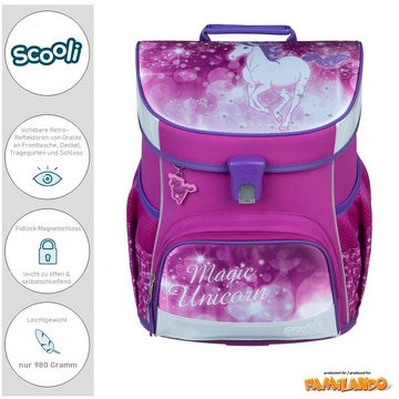 Scooli Schulranzen Scooli CampusFit (Set, 5-tlg., inkl. Federmappe und Turnbeutel), Magic Unicorn EINHORN Pferd