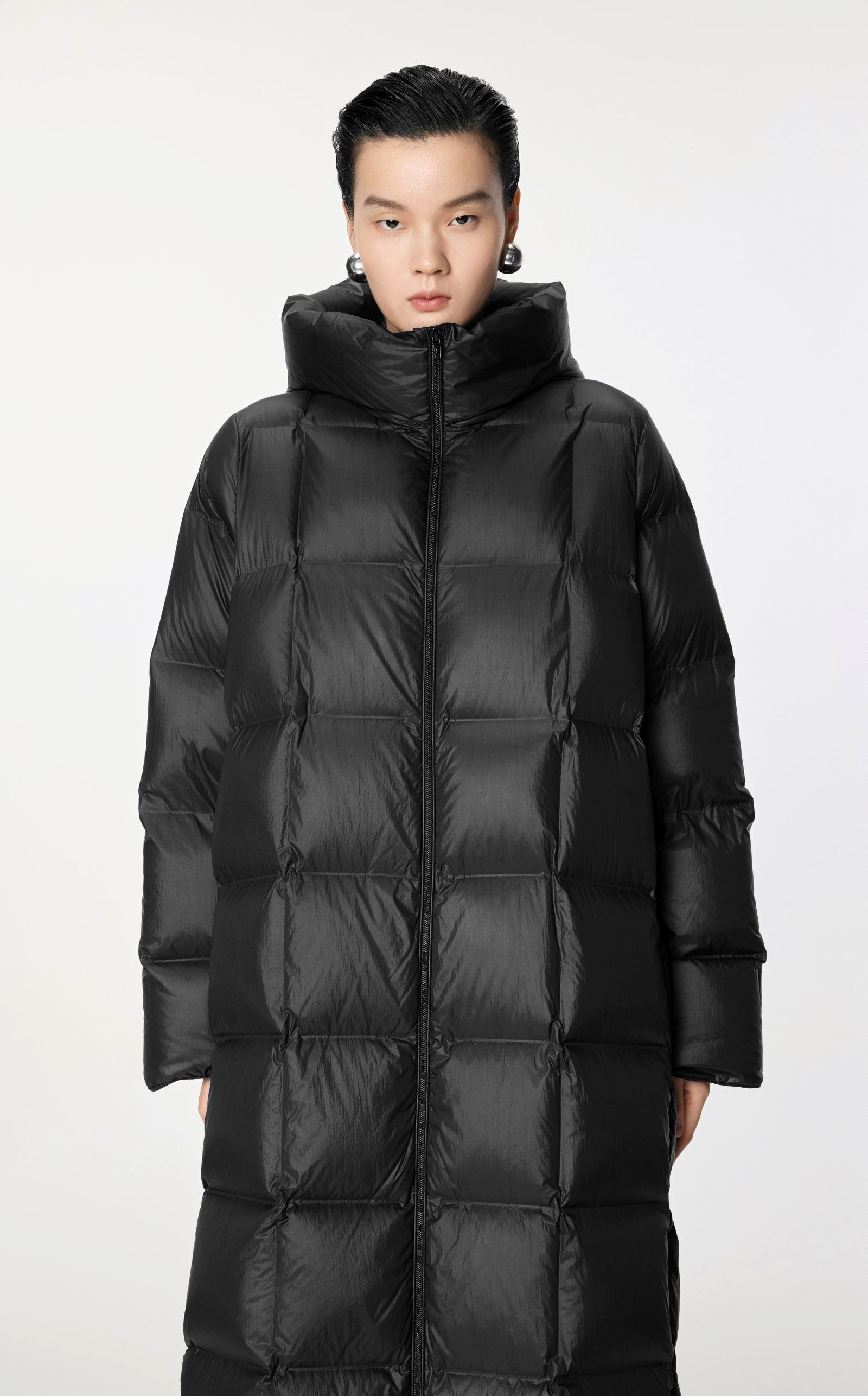 JNBY Daunenmantel Damen klassischer Daunenmantel mit Taschen, Kapuze und Kachel Steppung