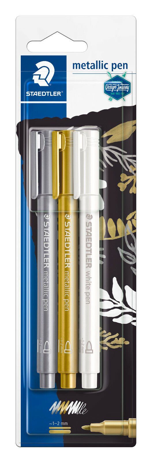 weiß STAEDTLER silber, pigmentierte gold, metallic 8323-S 1-2 mm Marker BK3 Tinte Lackmarker,