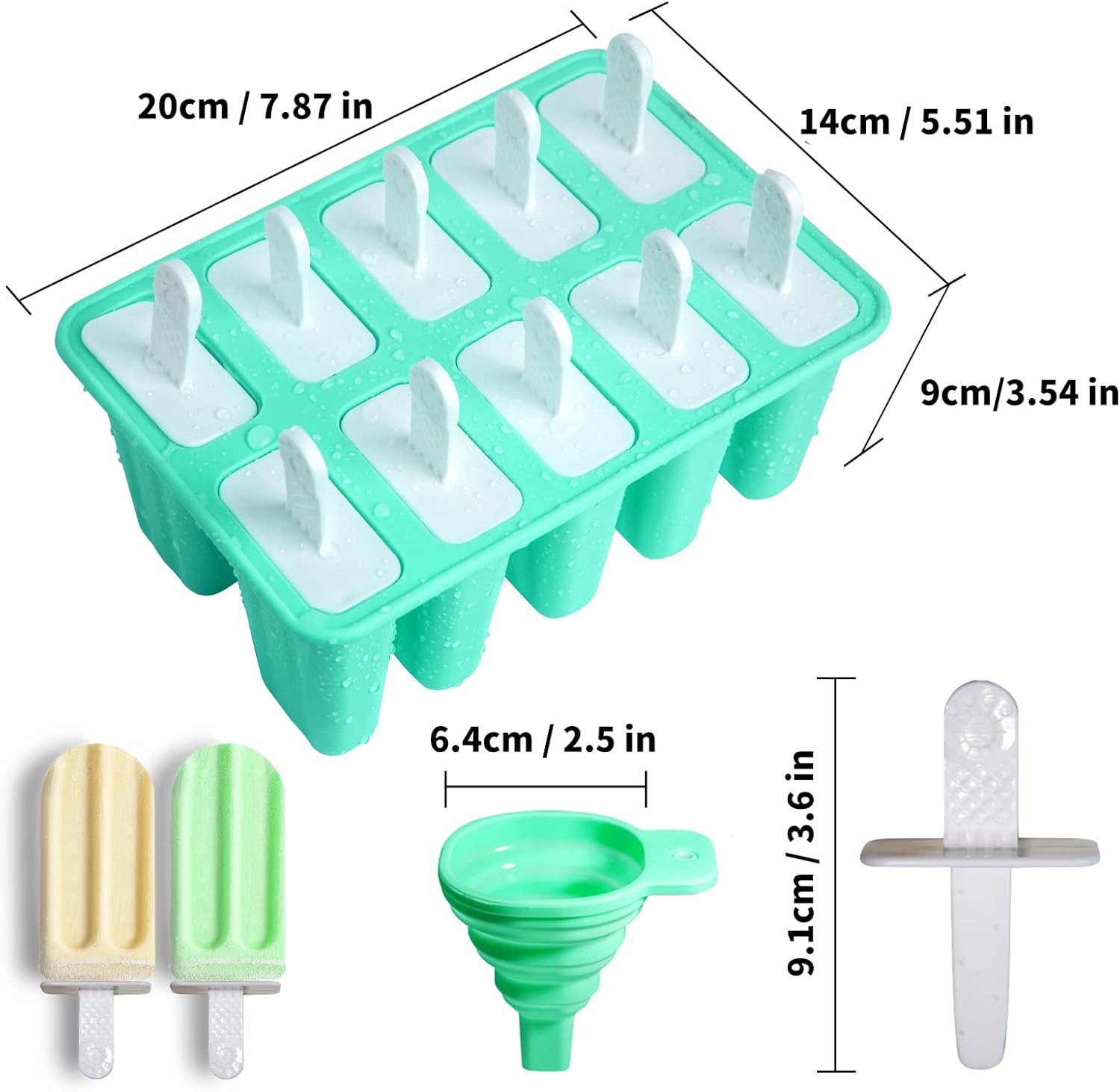 FELIXLEO Eisform Eisformen Silikon 10 Hohlräume Eis am Stiel Formen Grün, (1-tlg)