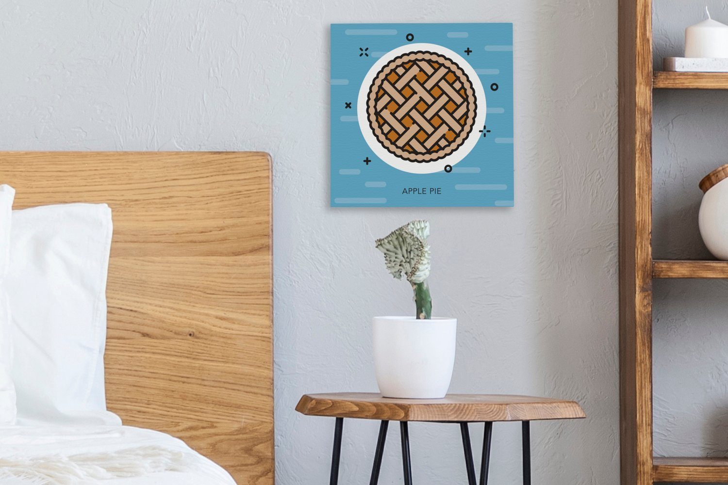 OneMillionCanvasses® Leinwandbild Ein Leinwand darstellt, St), für Piktogramm, das Wohnzimmer Bilder Schlafzimmer (1 Apfelkuchen einen