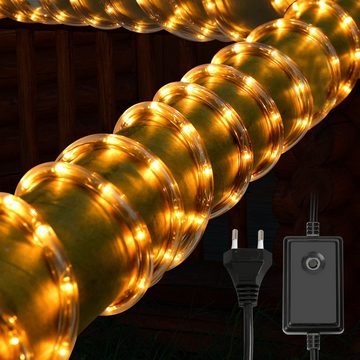 Clanmacy Lichterschlauch 10-50M lichtschlauch mit LEDs Beleuchtung Gelb Party Garten Außen Deko Weihnachtsdeko, Wasserdicht