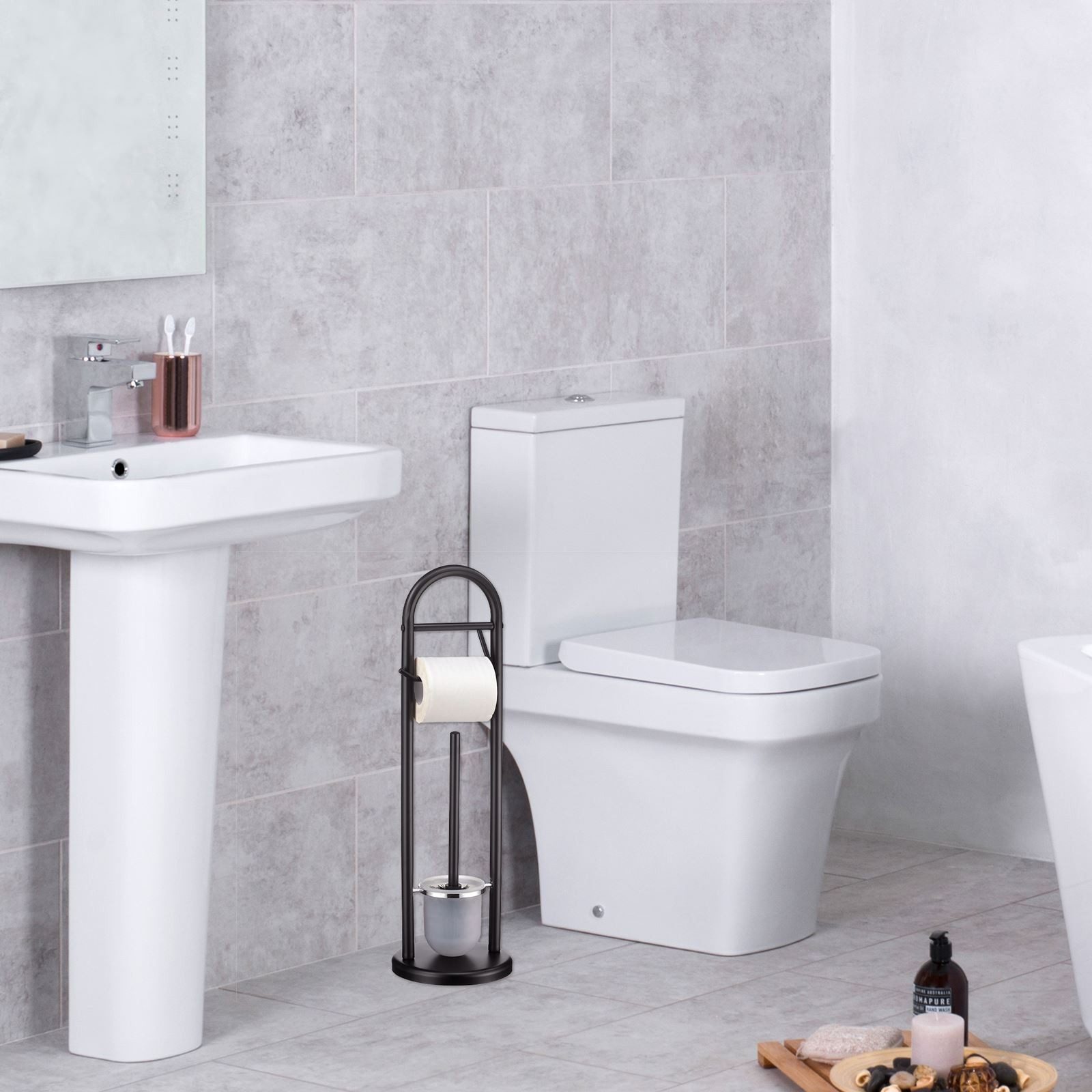 CARO-Möbel Toilettenpapierhalter EGON, WC Garnitur Toilettenbürstenhalter P günstig online kaufen