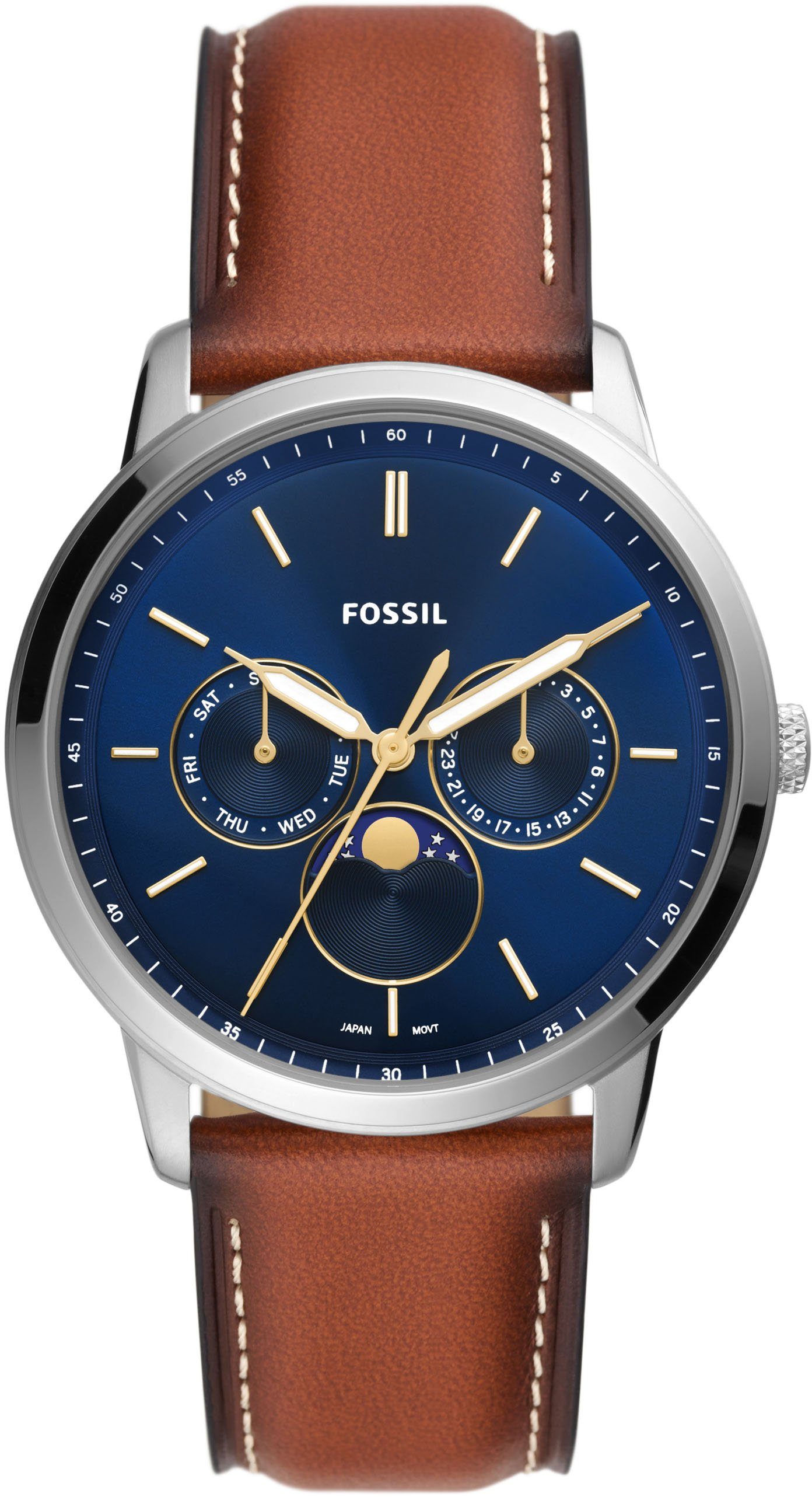 Fossil Multifunktionsuhr NEUTRA MINIMALIST, FS5903, Quarzuhr, Armbanduhr, Herrenuhr, Mondphase, Nachhaltigkeitssiegel