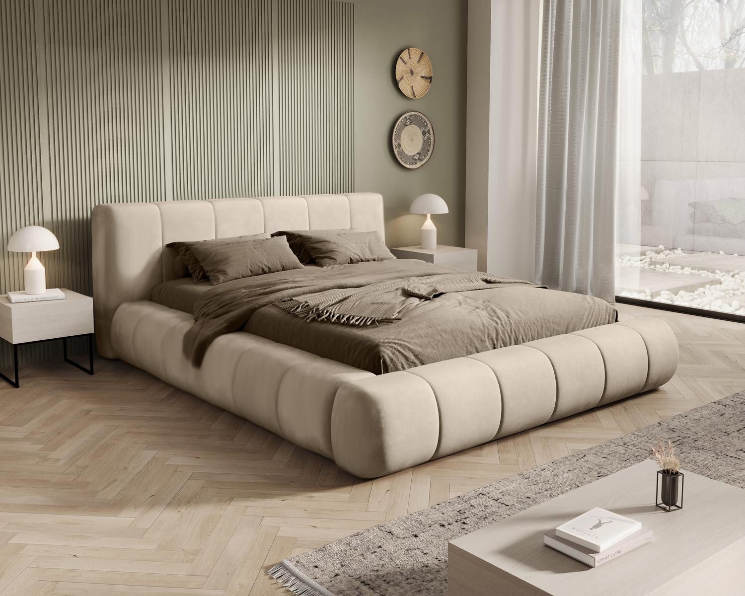 Compleo Polsterbett Designer Bett PALOS Velvet mit Bettkasten, Modern desig günstig online kaufen