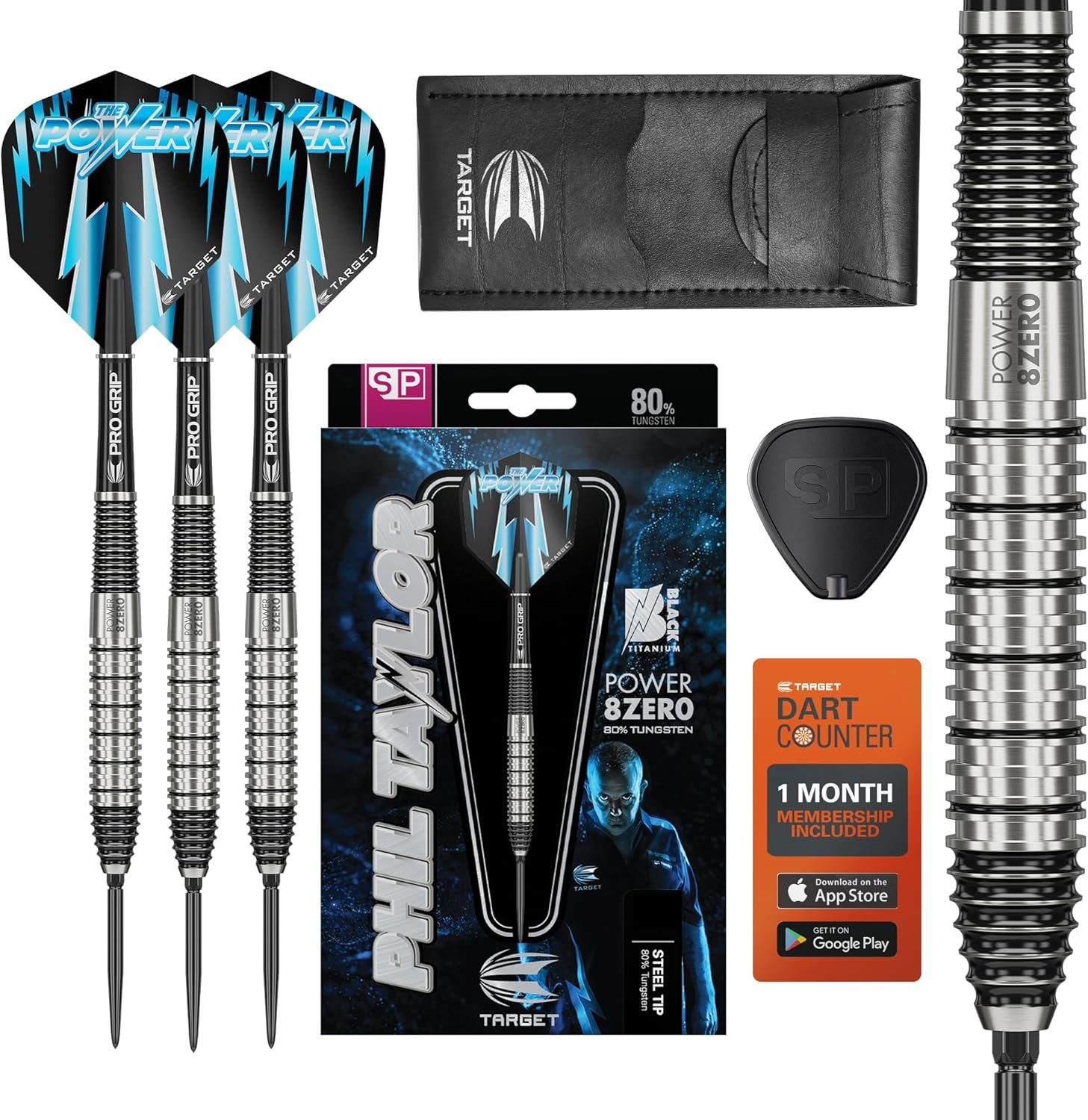 Dartpfeil Phil Taylor Power 8-Zero 2 Steel Tip 80% Wolfram, 22G Swiss Points