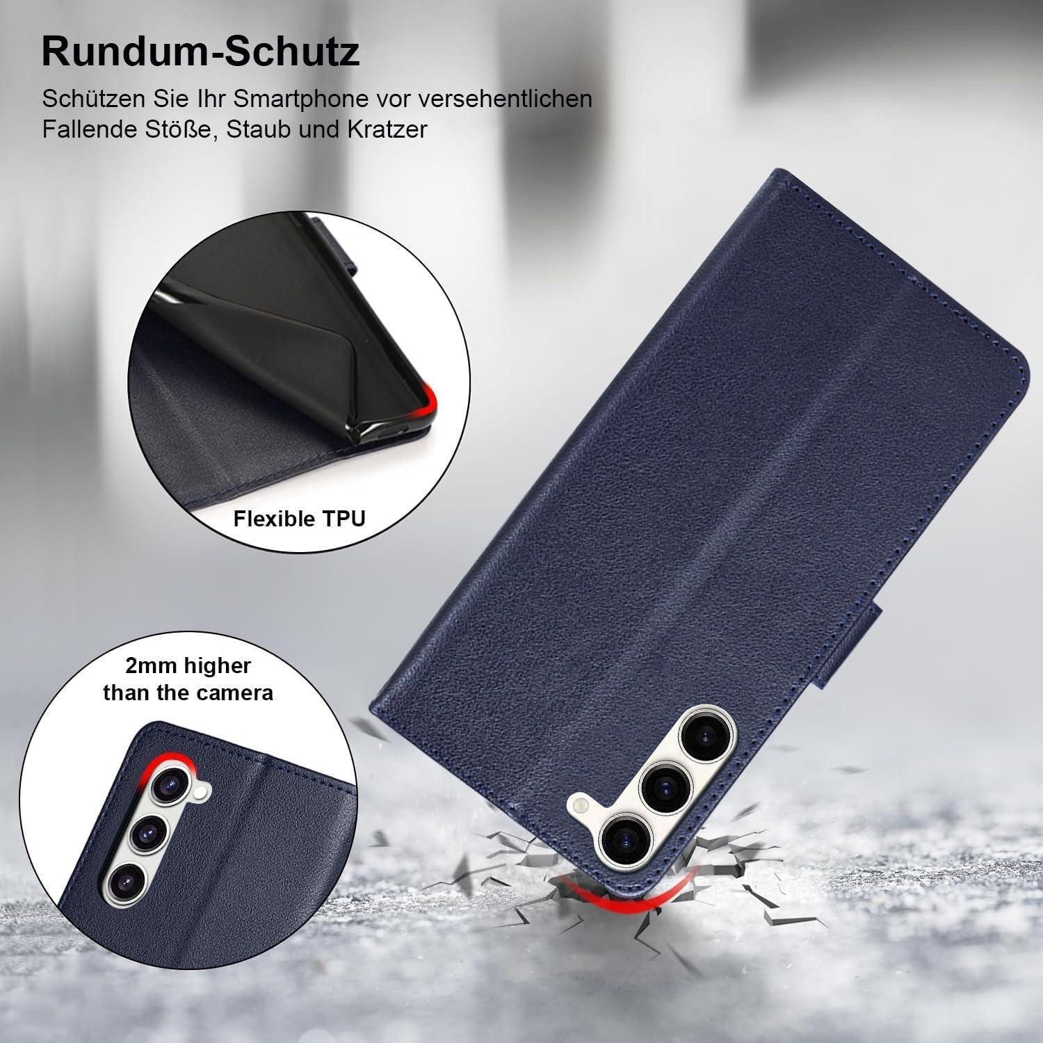 LuxusKollektion Flip Case Handyhülle Klappbar Kartenfach Samsung Galaxy S23 5G Blau in – Bild 4 von 5