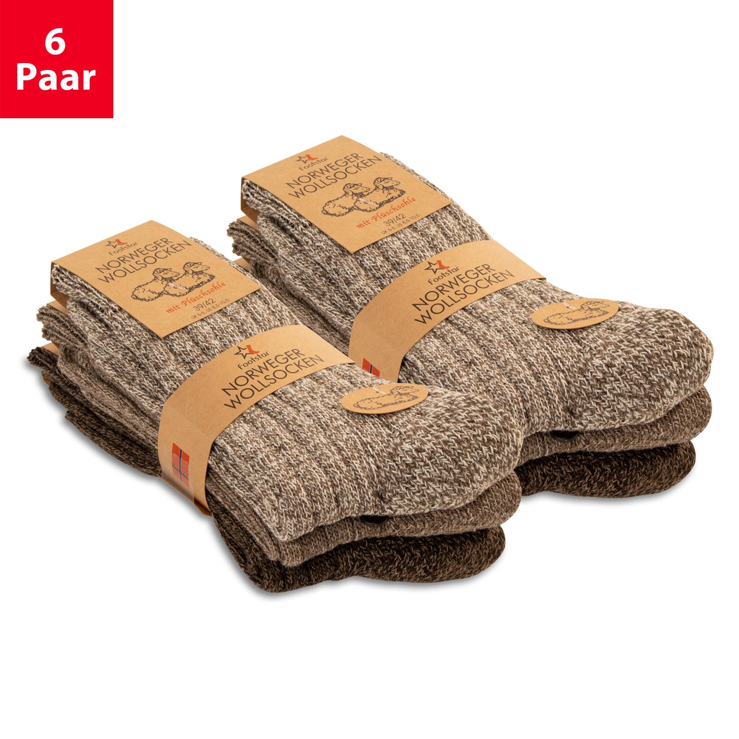 Footstar Norwegersocken Winter Norweger Socken (6 Paar) Frottee Plüschsohle günstig online kaufen